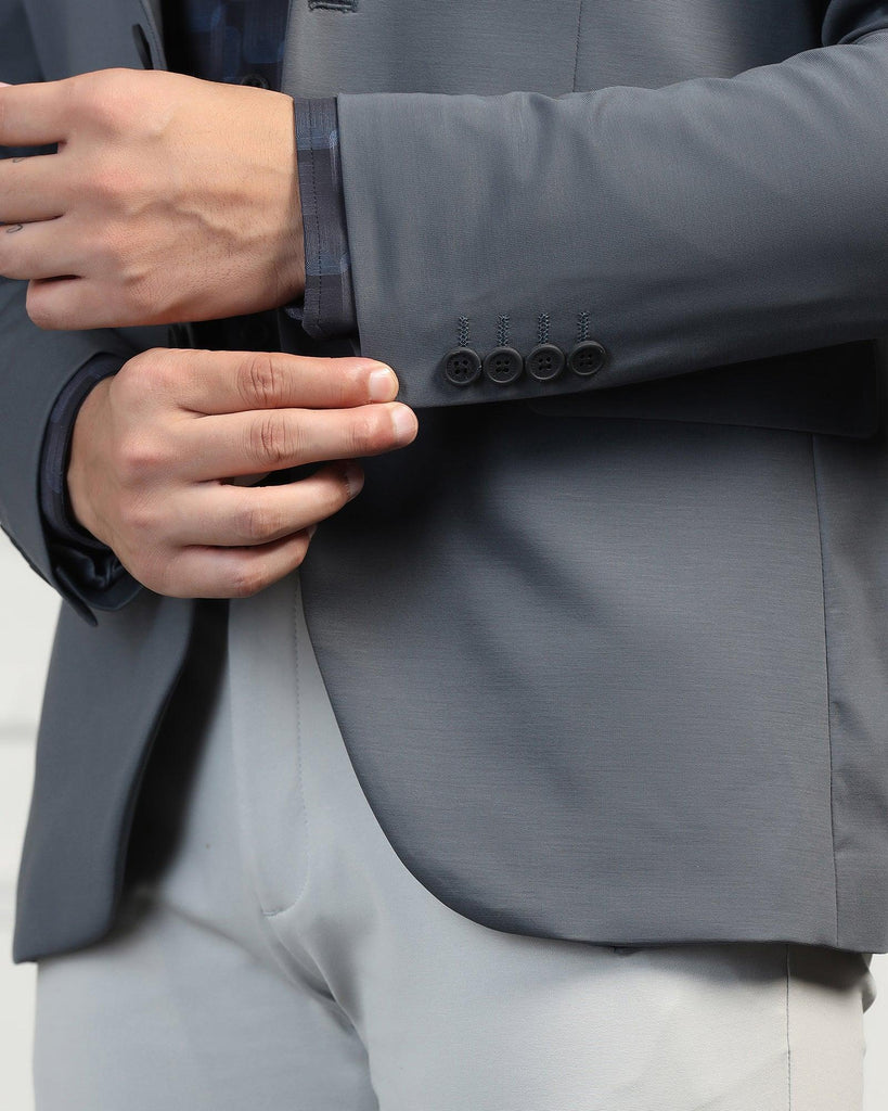 TechPro Formal Grey Solid Blazer - Mustang