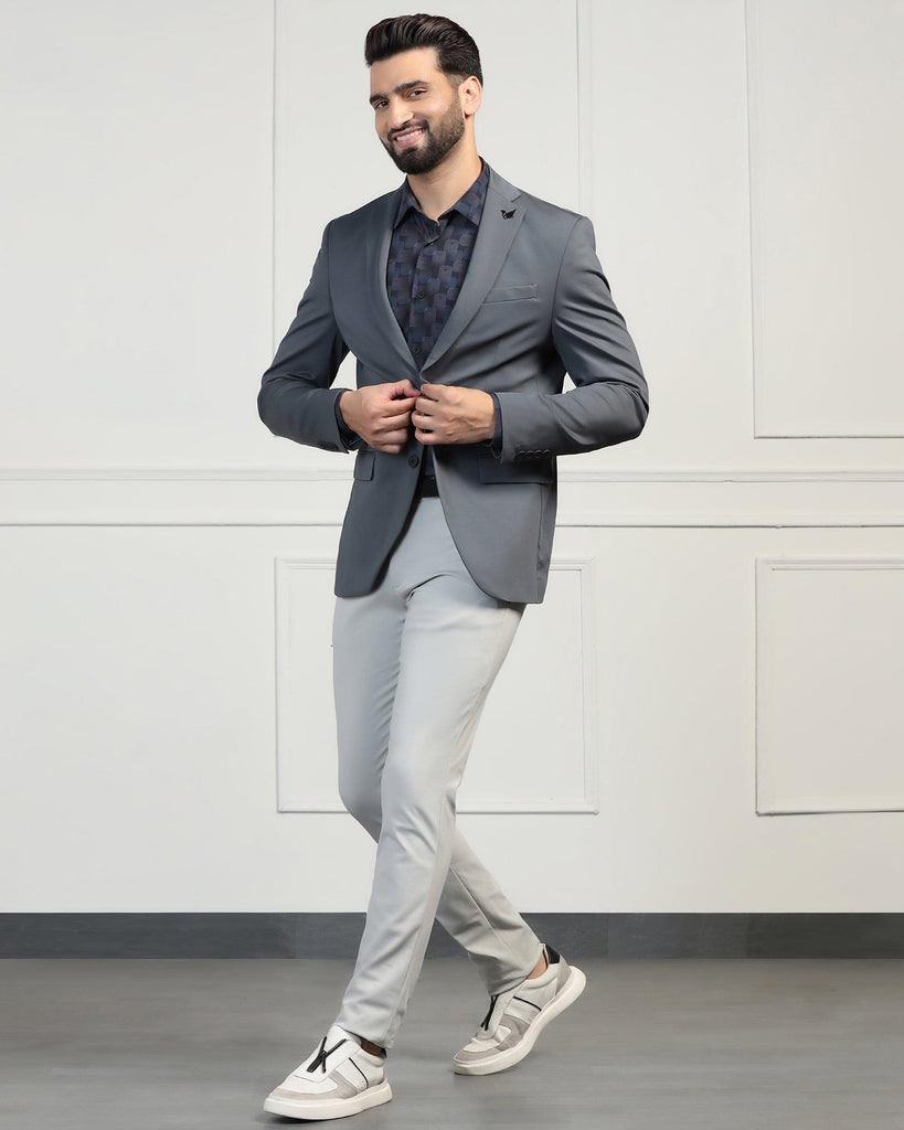 TechPro Formal Grey Solid Blazer - Mustang