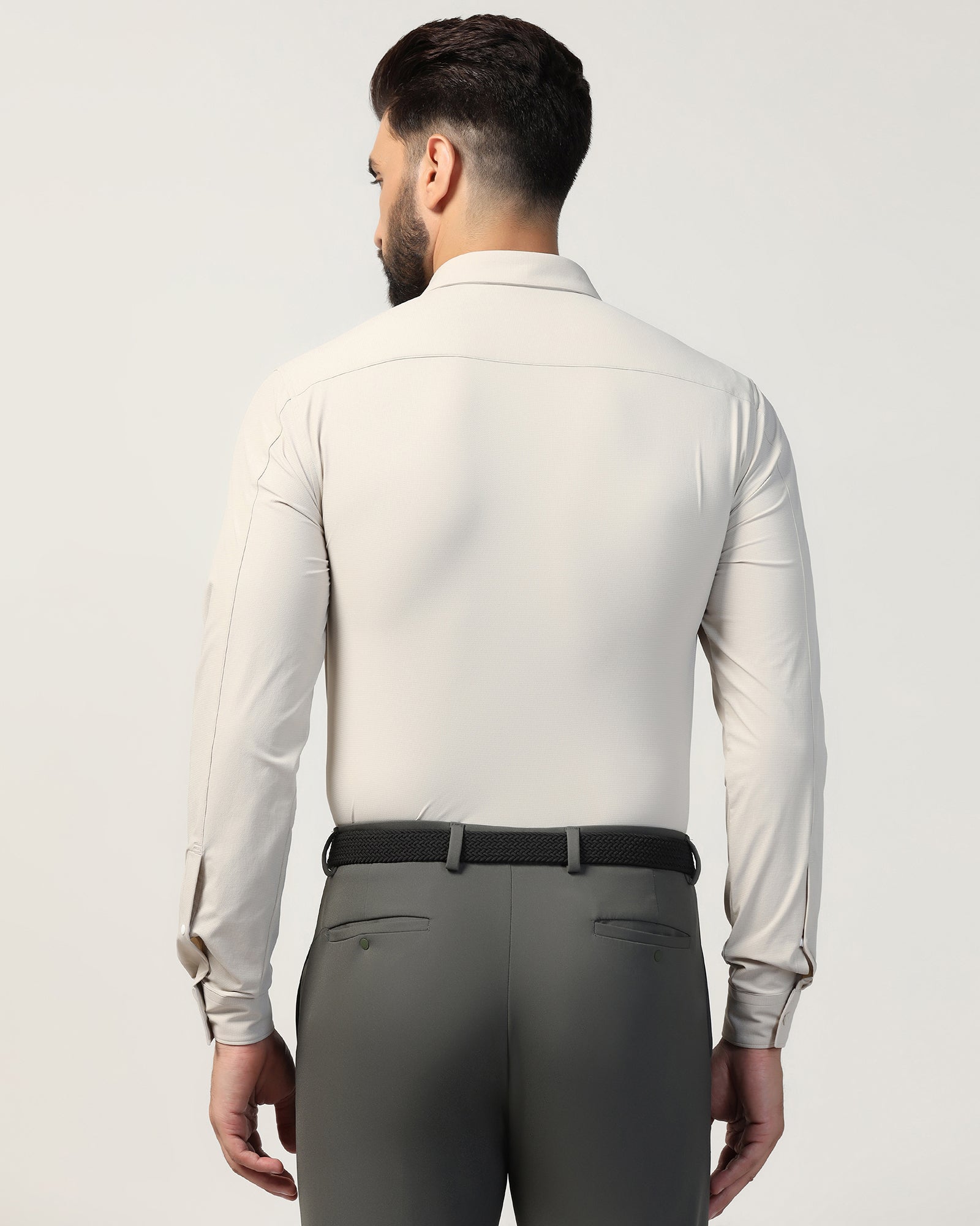 TechPro Formal Beige Textured Shirt - Poxet