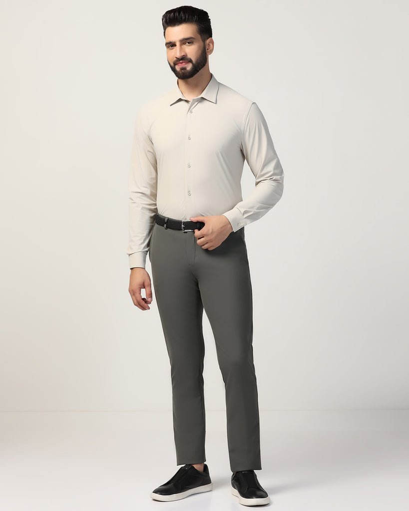 TechPro Formal Beige Textured Shirt - Poxet