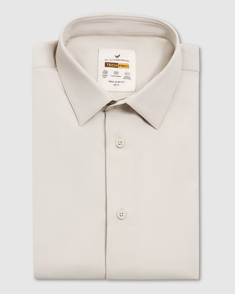 TechPro Formal Beige Textured Shirt - Poxet