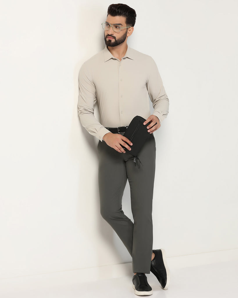 TechPro Formal Beige Textured Shirt - Poxet