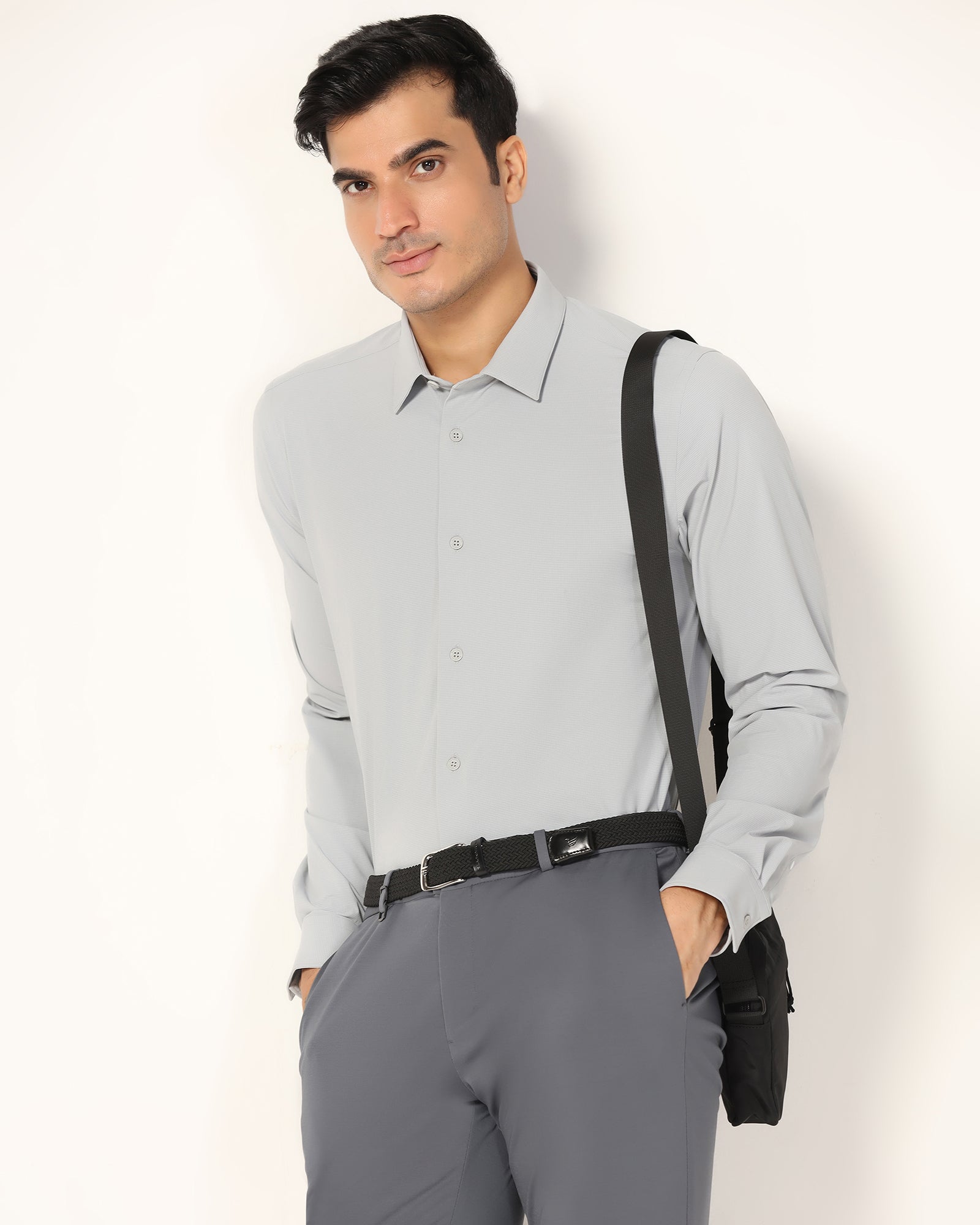 TechPro Formal Grey Textured Shirt - Poxet