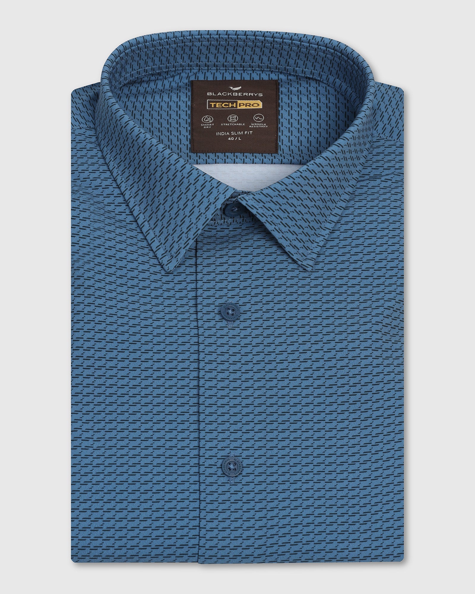 TechPro Formal Half Sleeve Blue Printed Shirt - Ivan