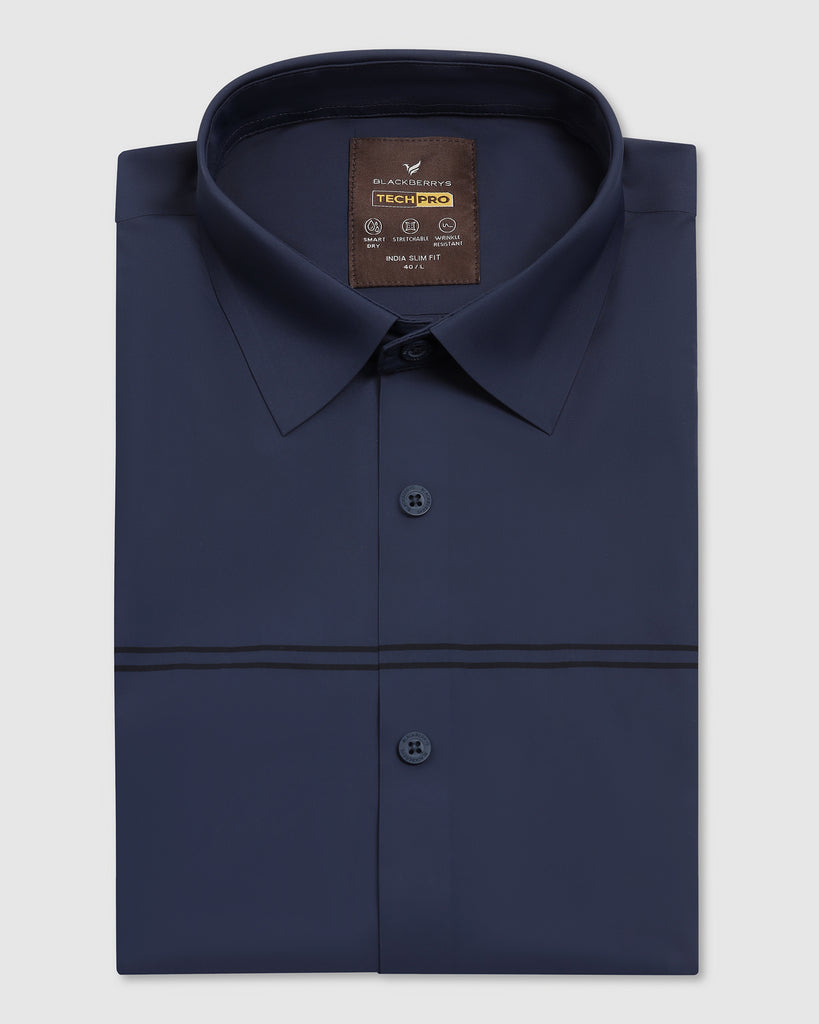 TechPro Formal Half Sleeve Navy Stripe Shirt - Berty