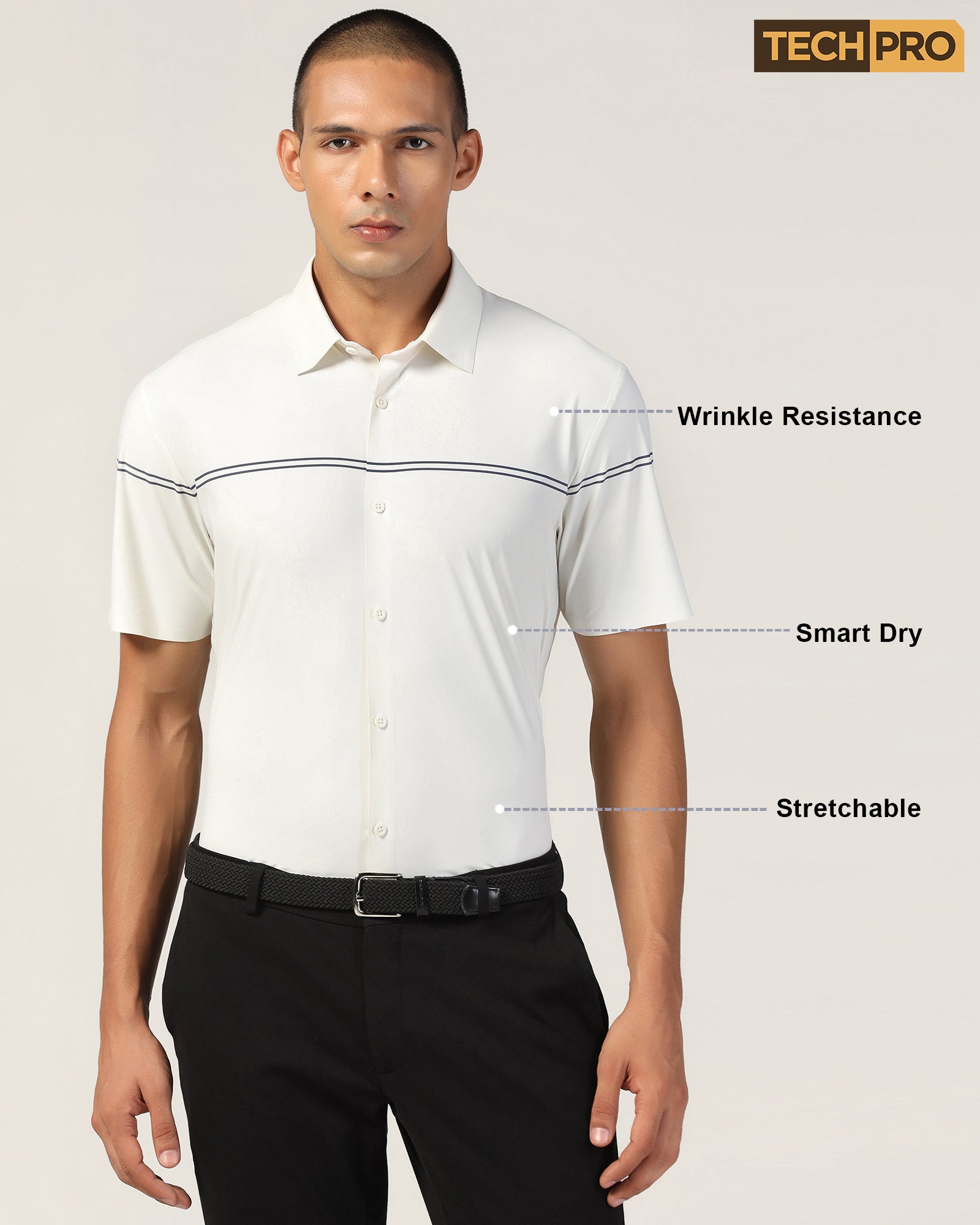 TechPro Formal White Stripe Shirt - Berty