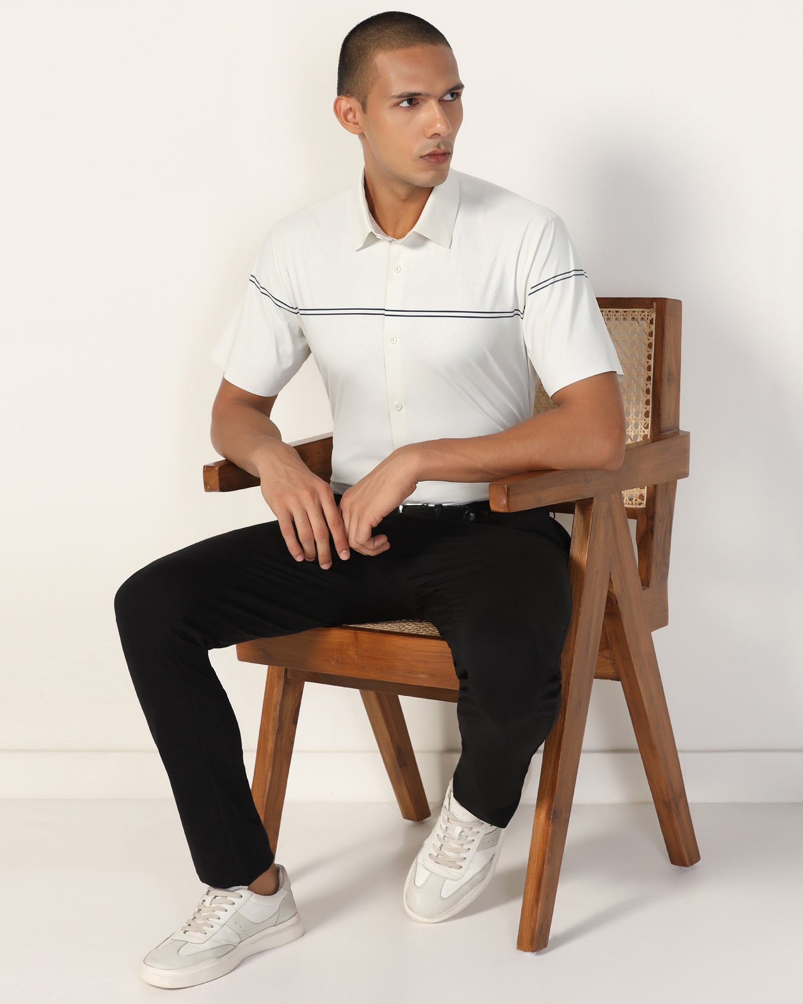 TechPro Formal White Stripe Shirt - Berty