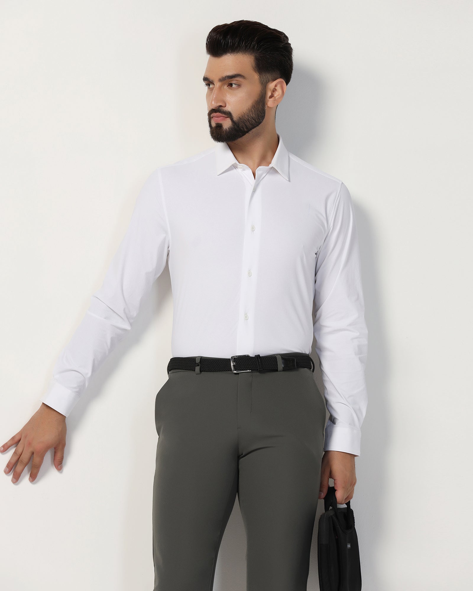 TechPro Formal White Textured Shirt - Poxet