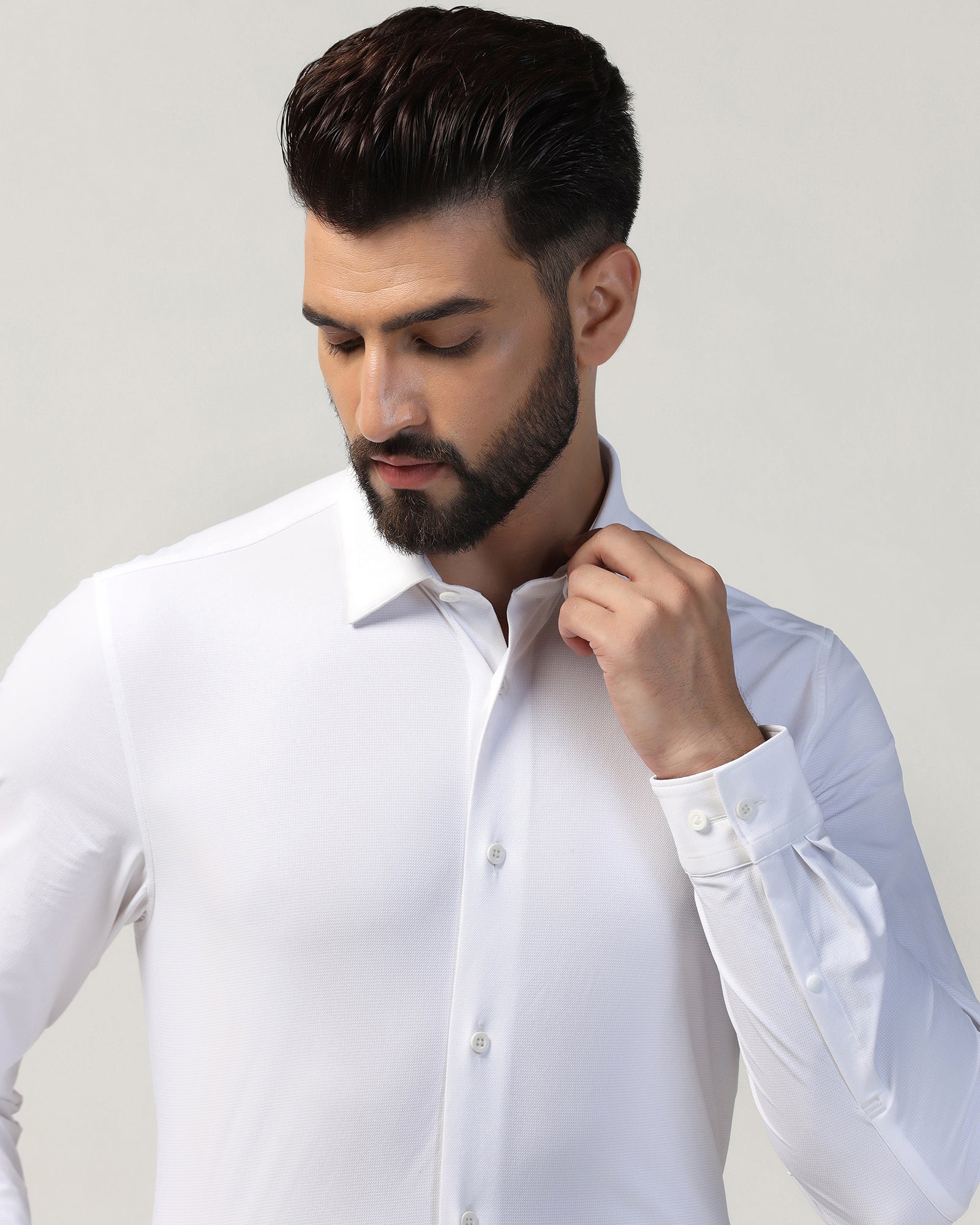 TechPro Formal White Textured Shirt - Poxet