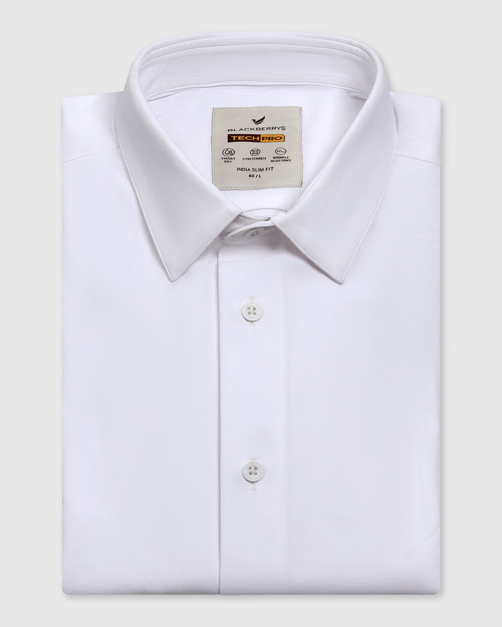 TechPro Formal White Textured Shirt - Poxet