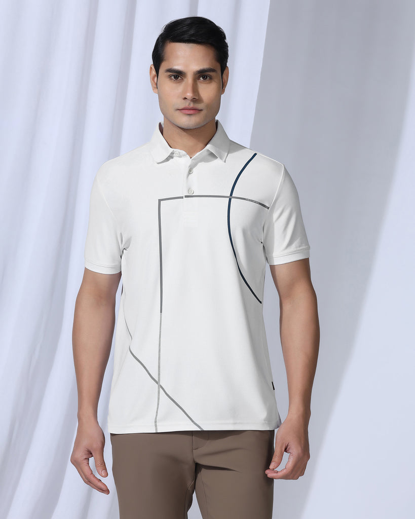 TechPro Polo White Printed T-Shirt - Techno