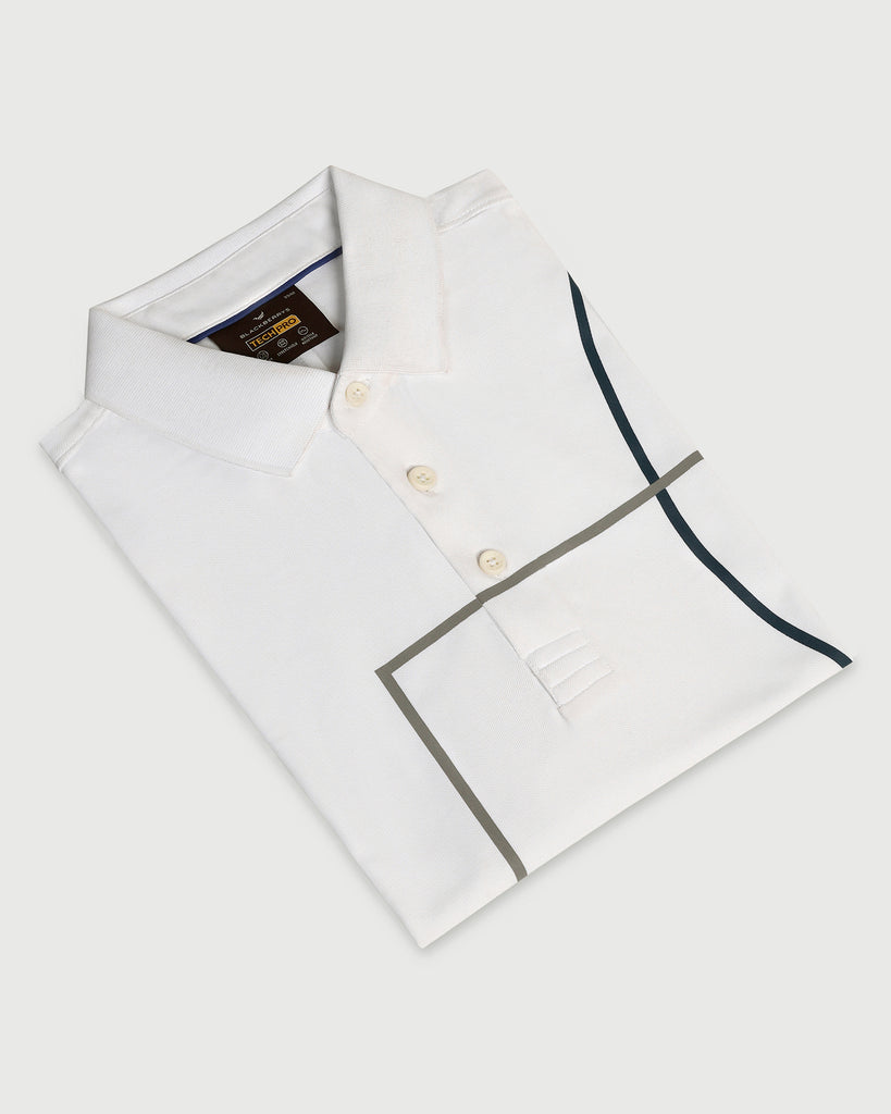 TechPro Polo White Printed T-Shirt - Techno