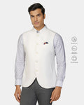 TechPro Bandhgala Formal White Solid Waistcoat - Travalo