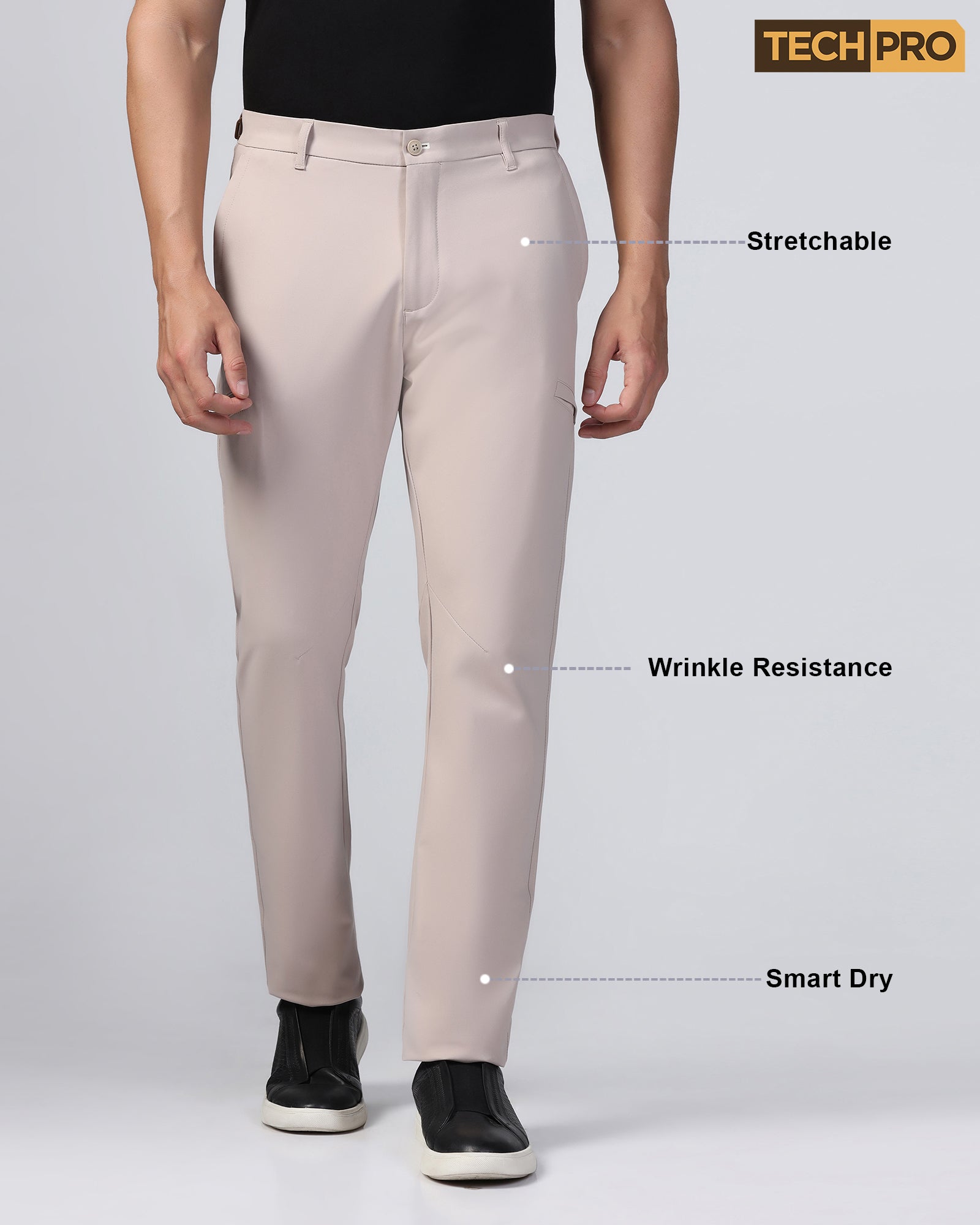 TechPro Casual Beige Solid Khakis - Togg