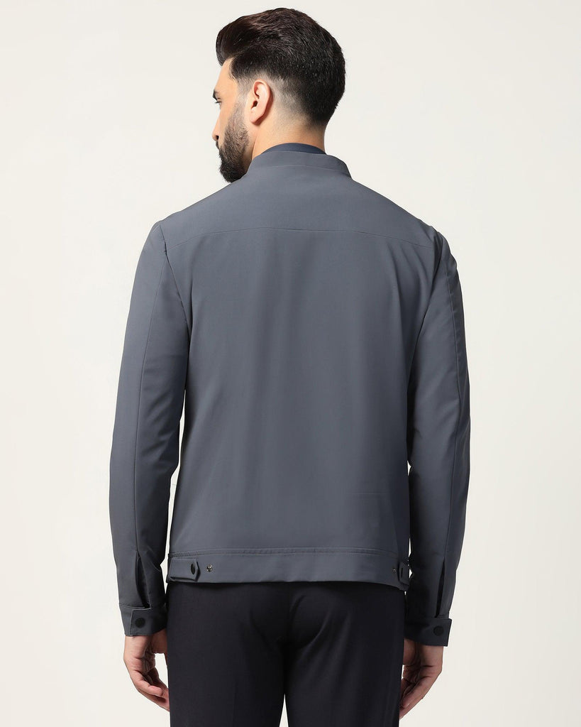 TechPro Dark Grey Solid Zipper Jacket - Captiva