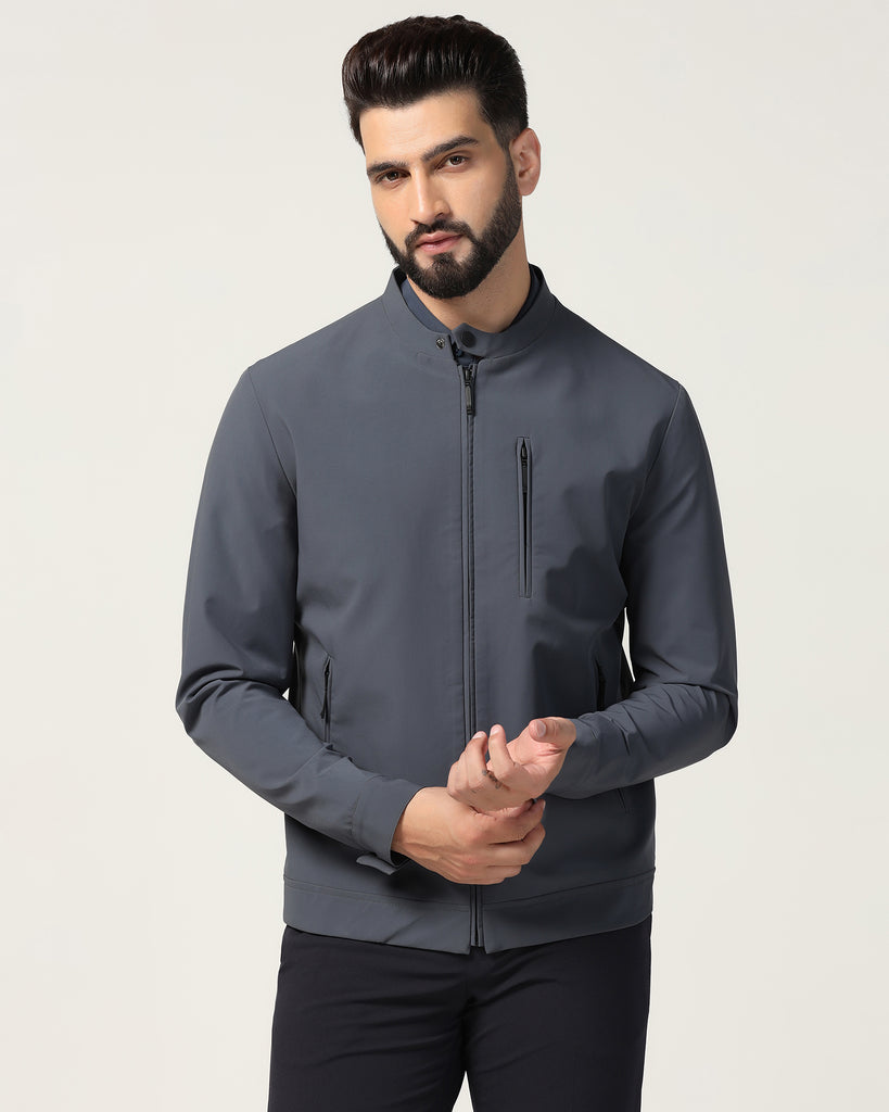 TechPro Dark Grey Solid Zipper Jacket - Captiva