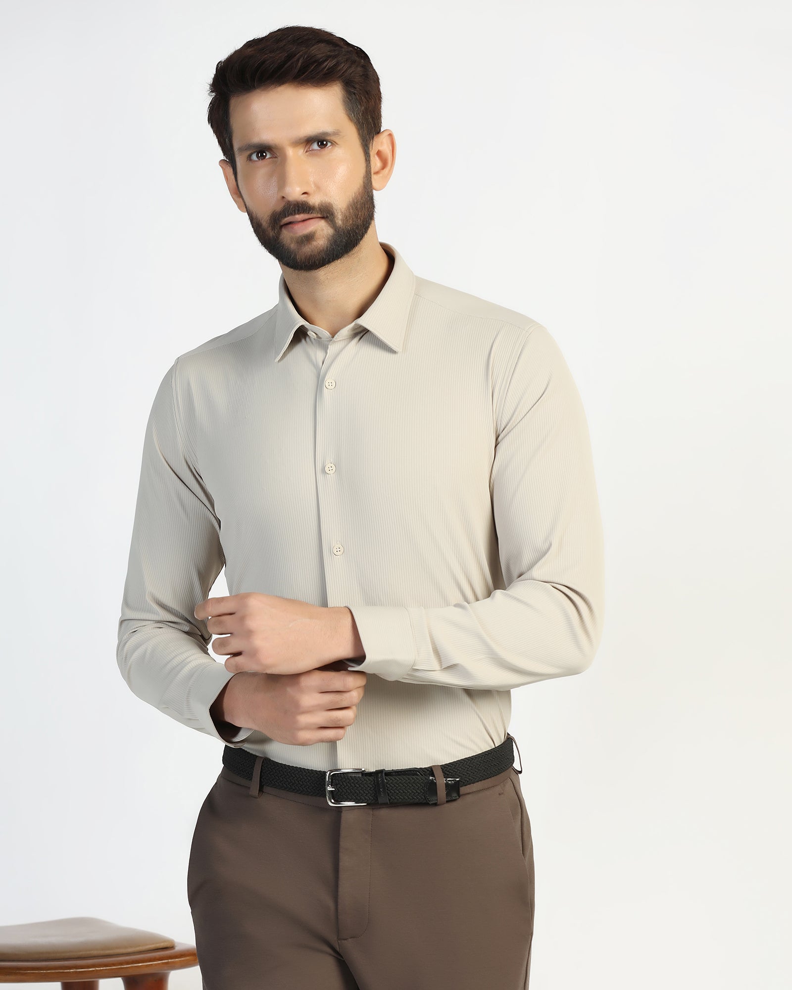 Buy Abil TechPro Beige Stripe Shirt Online India
