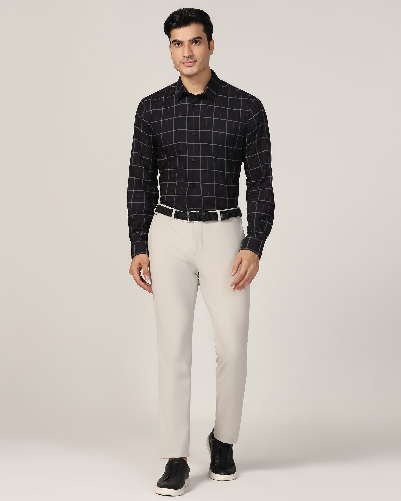 TechPro Formal Black Check Shirt - Pulse