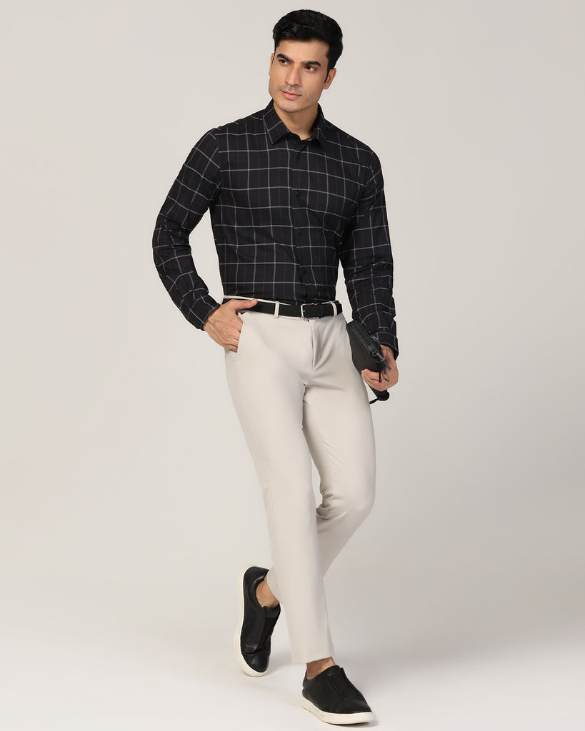 TechPro Formal Black Check Shirt - Pulse