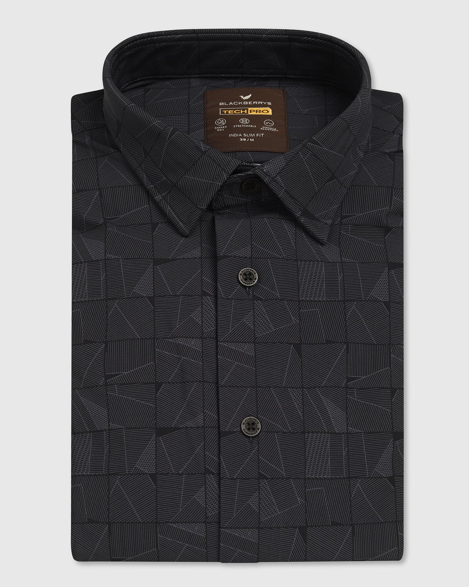 TechPro Formal Black Printed Shirt - Kyler