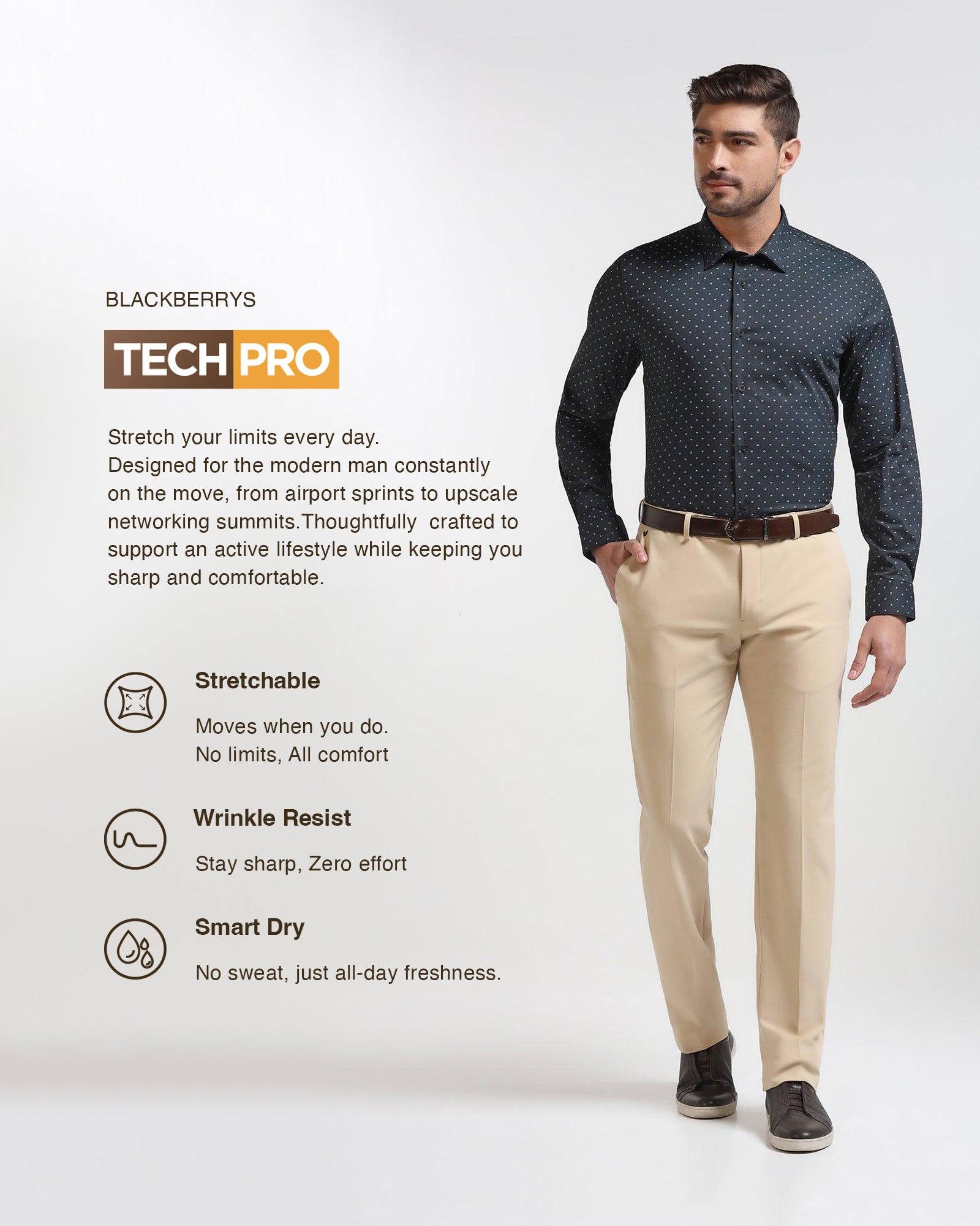 TechPro Formal Black Printed Shirt - Theon