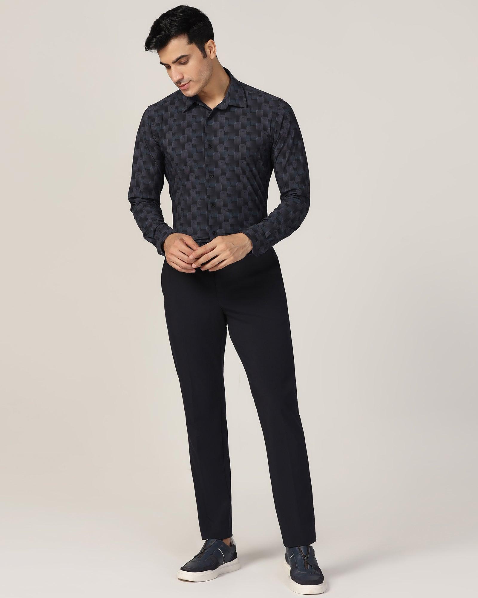 TechPro Formal Black Printed Shirt - Tidal