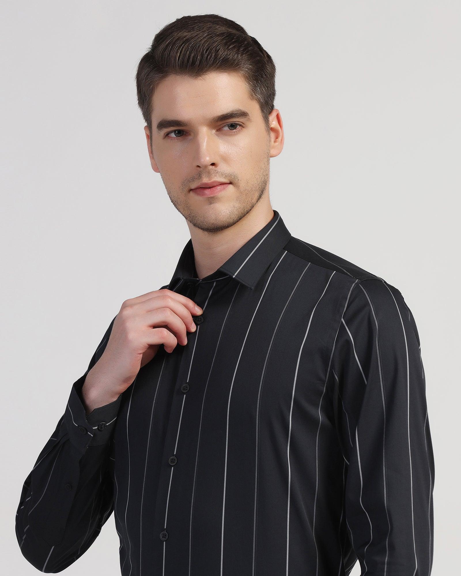 TechPro Formal Black Stripe Shirt - Saget - Blackberrys