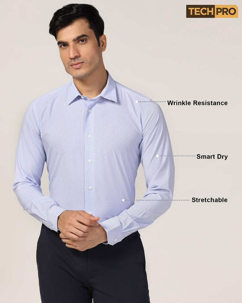 TechPro Formal Blue Check Shirt - Valdo