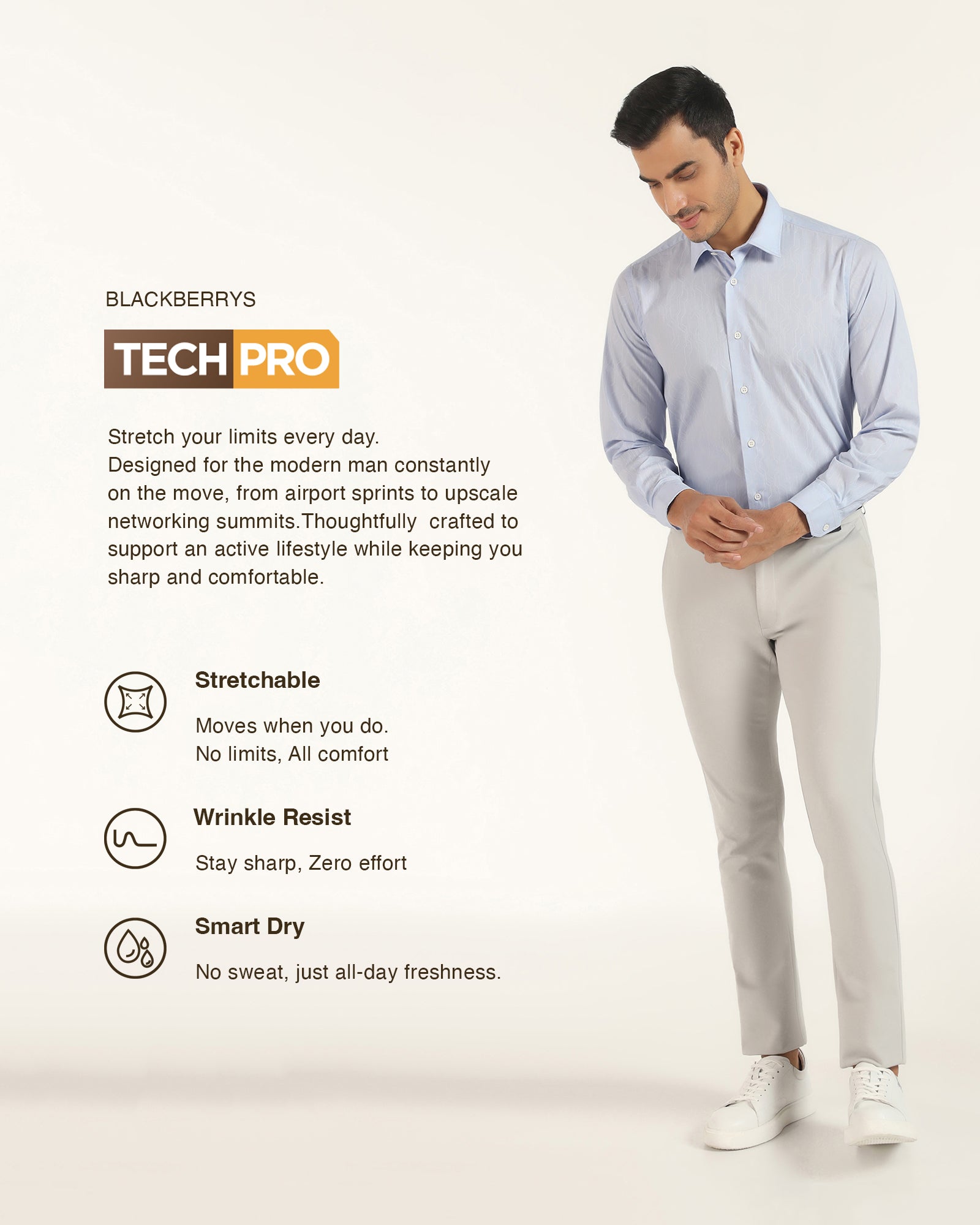 TechPro Formal Blue Printed Shirt - Blade