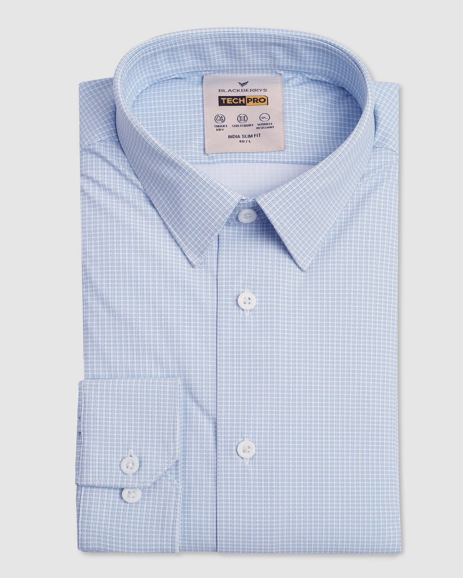 TechPro Formal Blue Printed Shirt - Ohio - Blackberrys