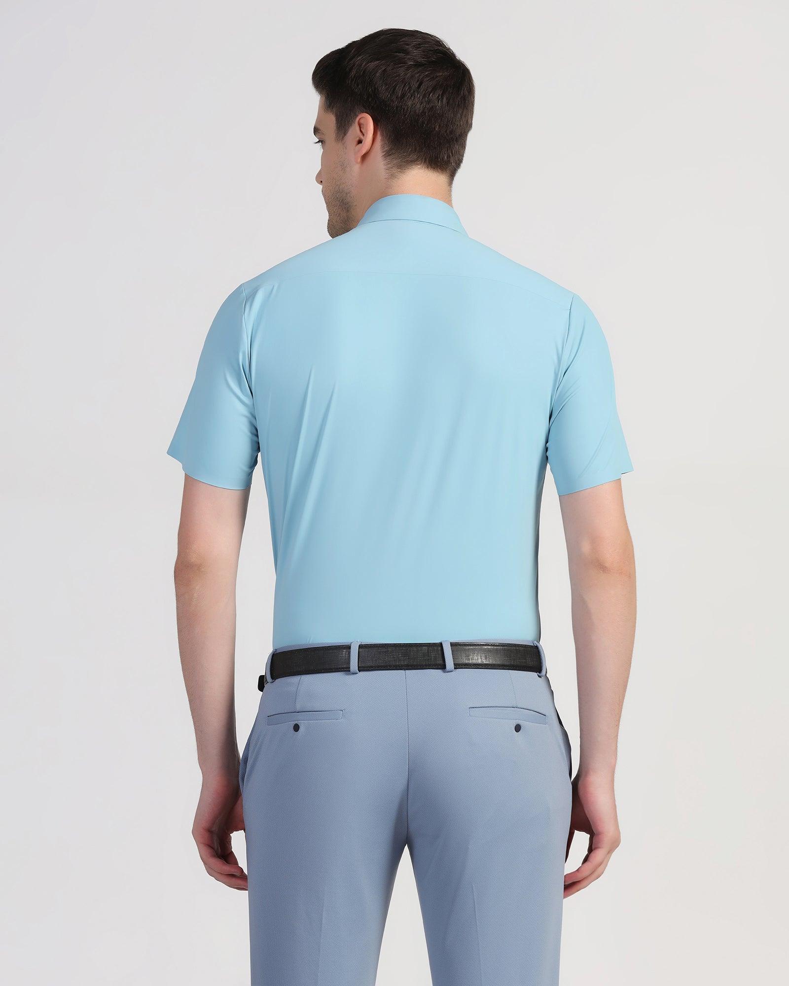 TechPro Formal Half Sleeve Blue Solid Shirt - Shane - Blackberrys