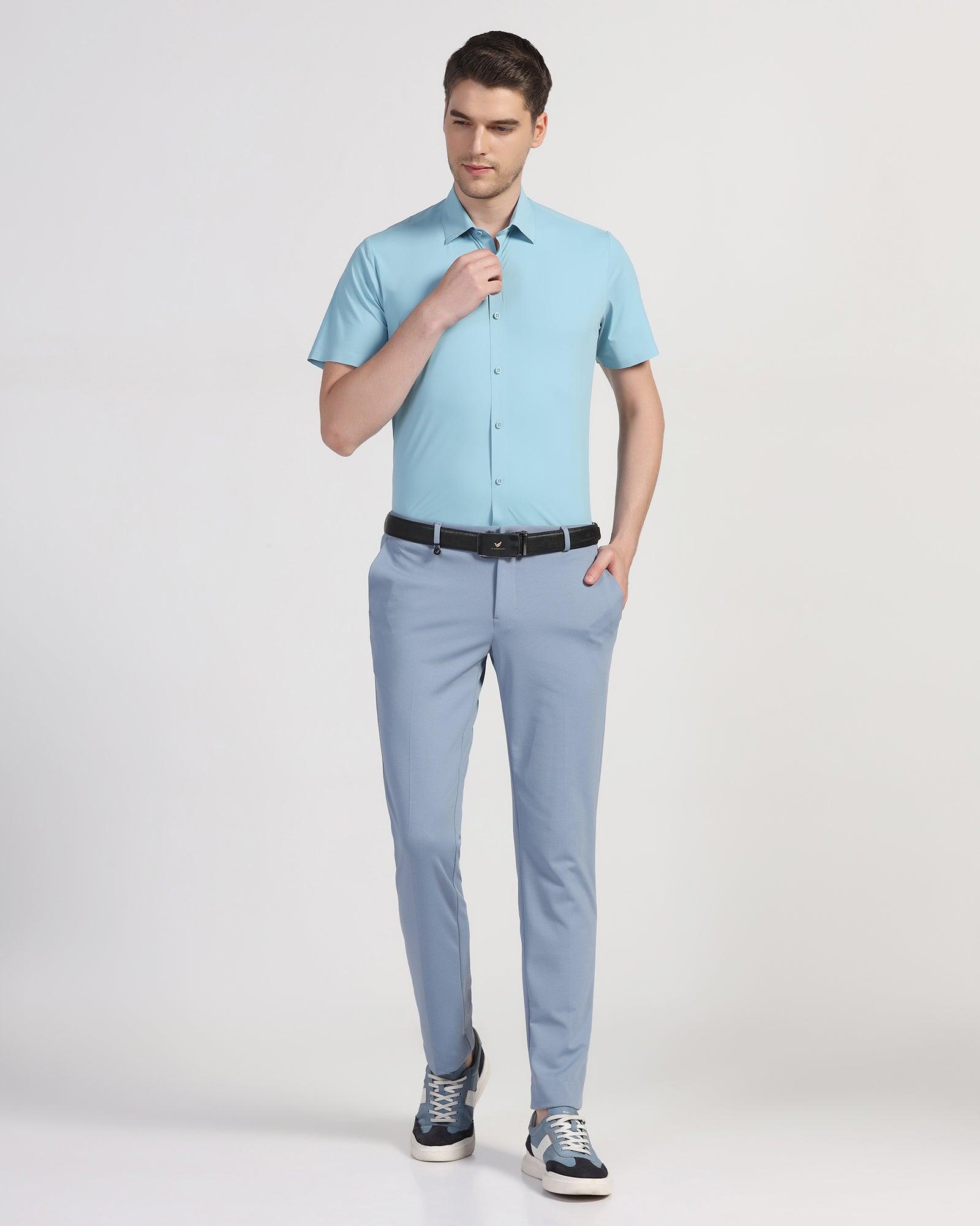 TechPro Formal Half Sleeve Blue Solid Shirt - Shane - Blackberrys