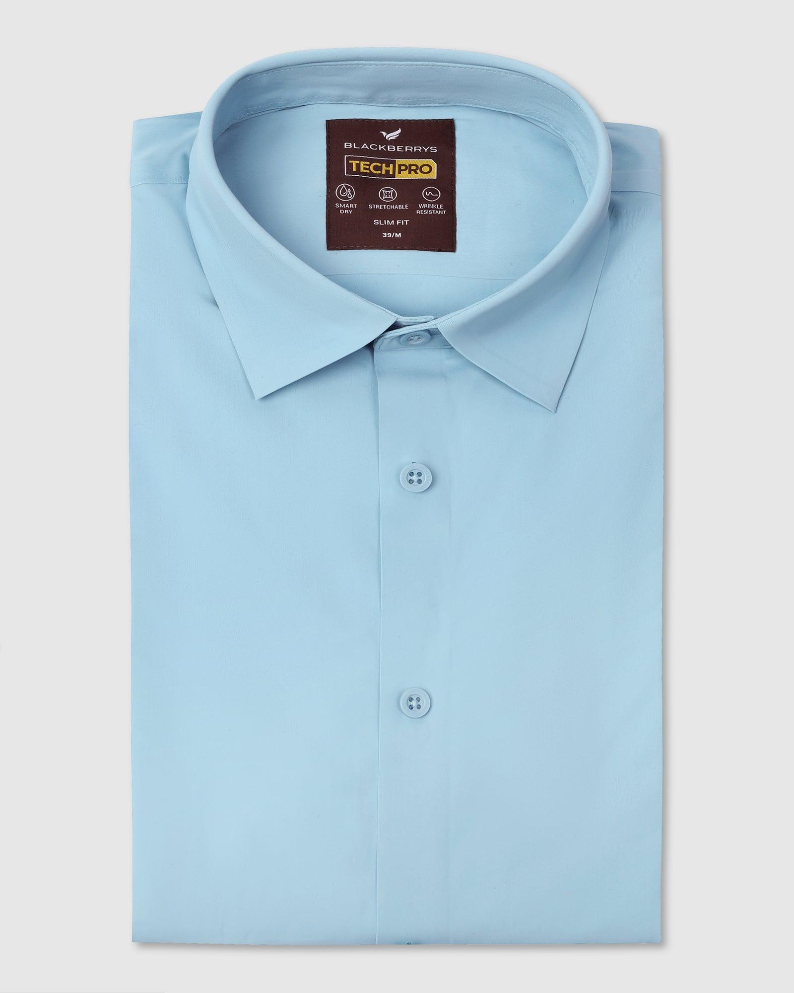 TechPro Formal Half Sleeve Blue Solid Shirt - Shane - Blackberrys