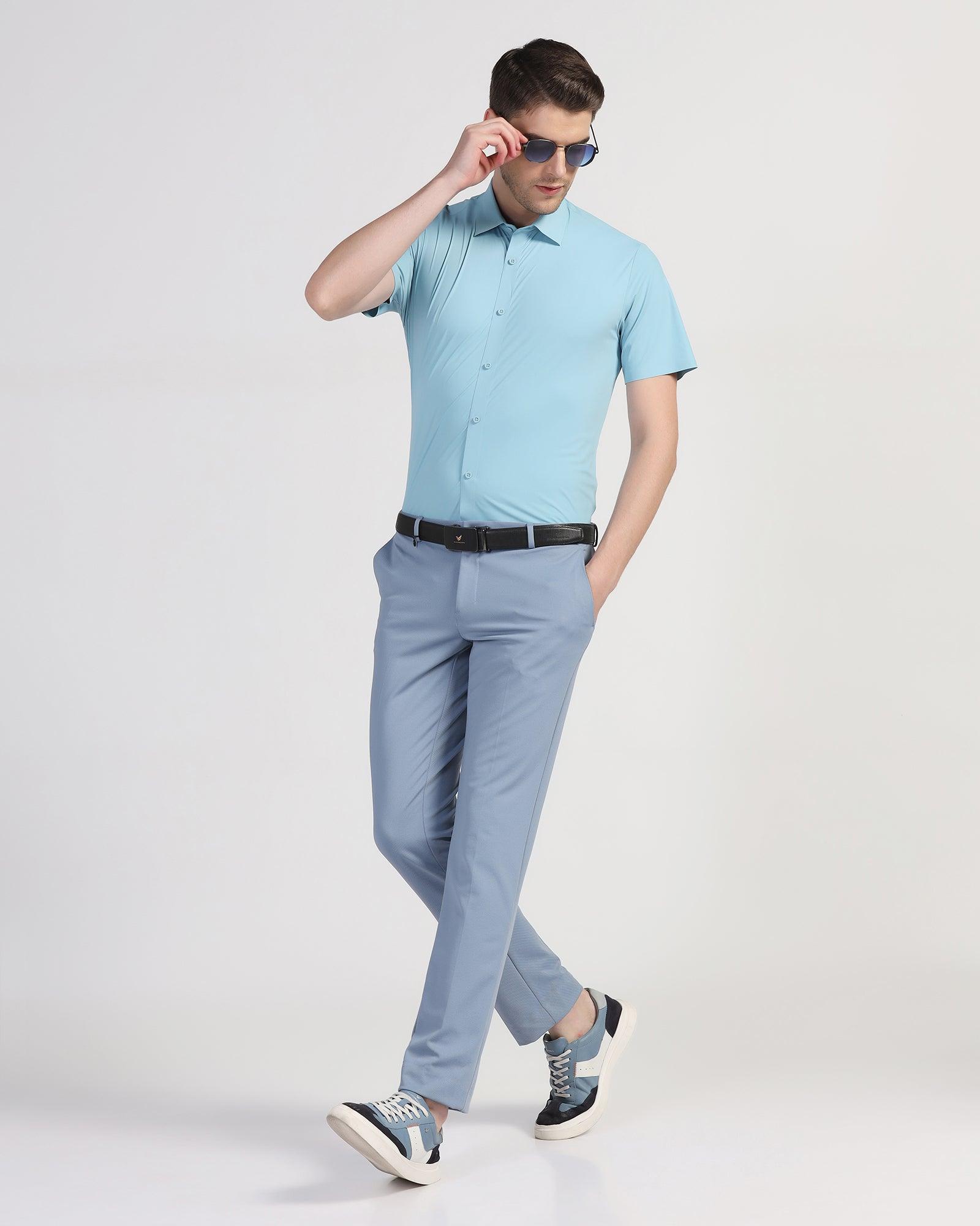 TechPro Formal Half Sleeve Blue Solid Shirt - Shane - Blackberrys