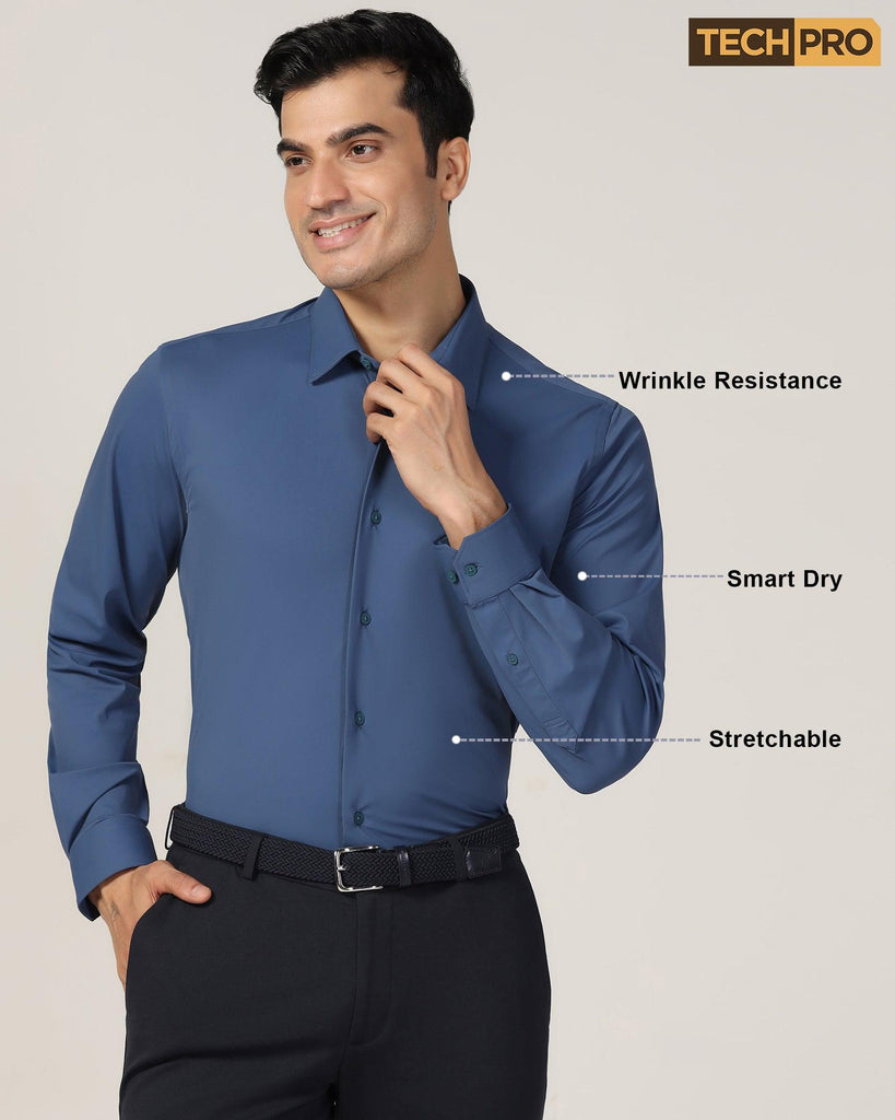 TechPro Formal Blue Solid Shirt - Zabka