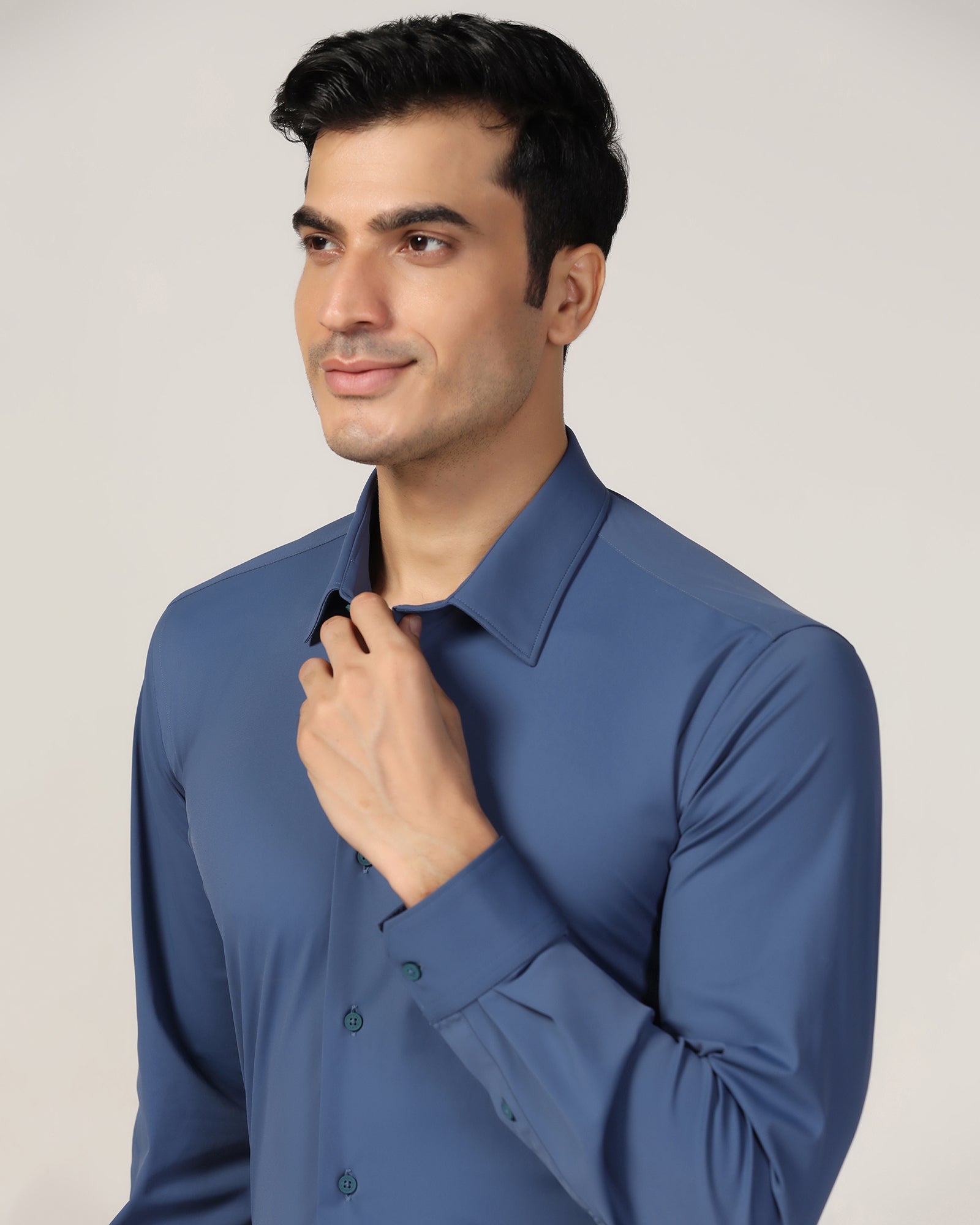 TechPro Formal Blue Solid Shirt - Zabka