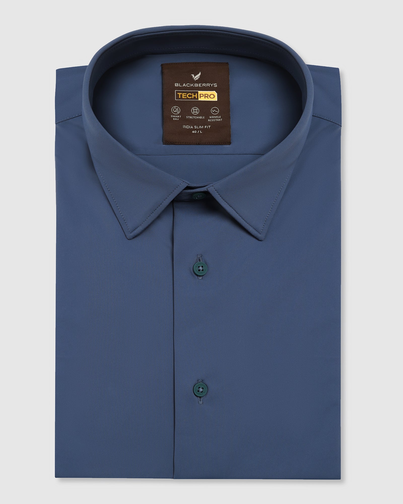 TechPro Formal Blue Solid Shirt - Zabka