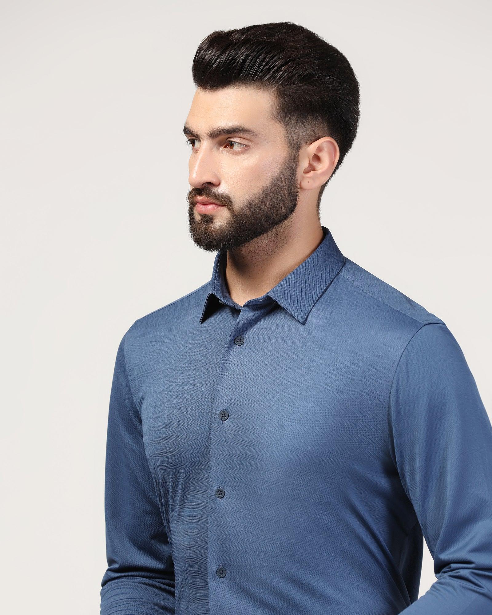 TechPro Formal Blue Stripe Shirt - Keish