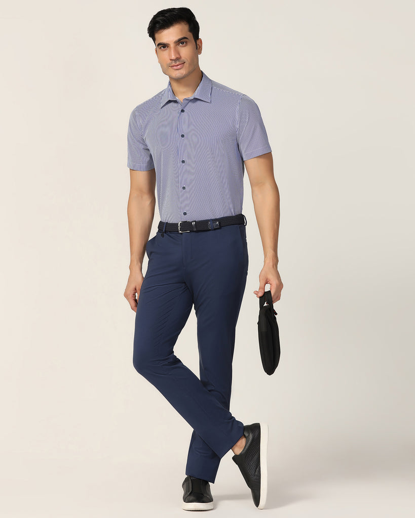 TechPro Formal Half Sleeve Blue Stripe Shirt - Vega