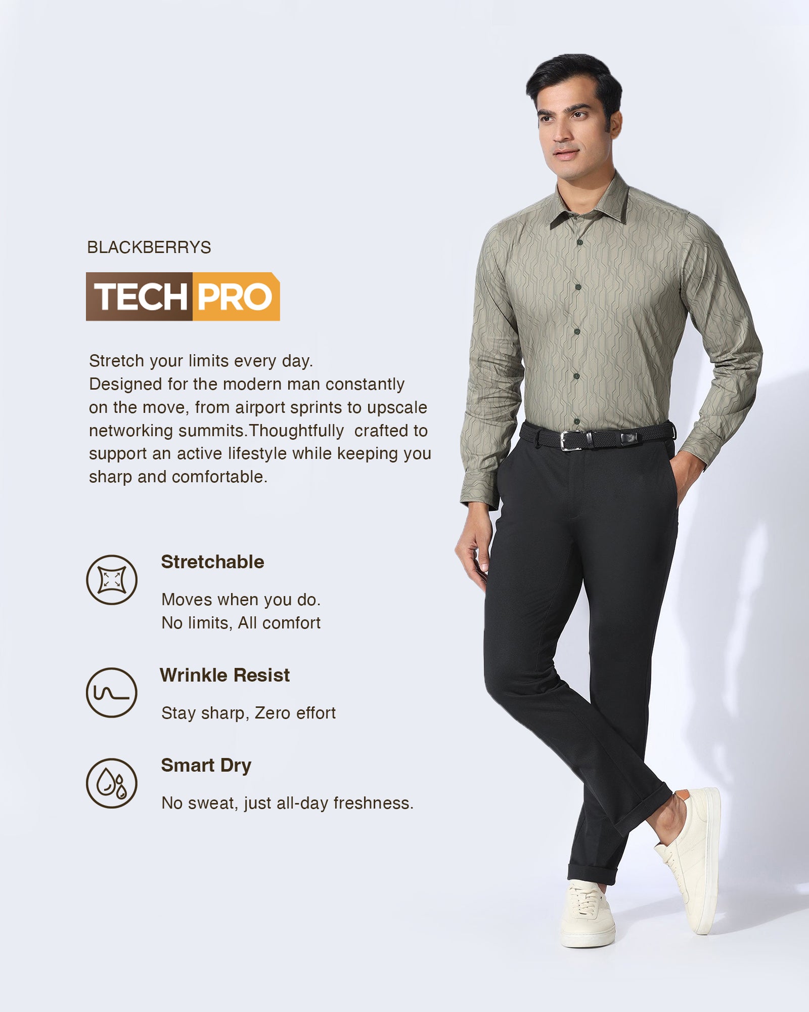 TechPro Formal Green Printed Shirt - Blade