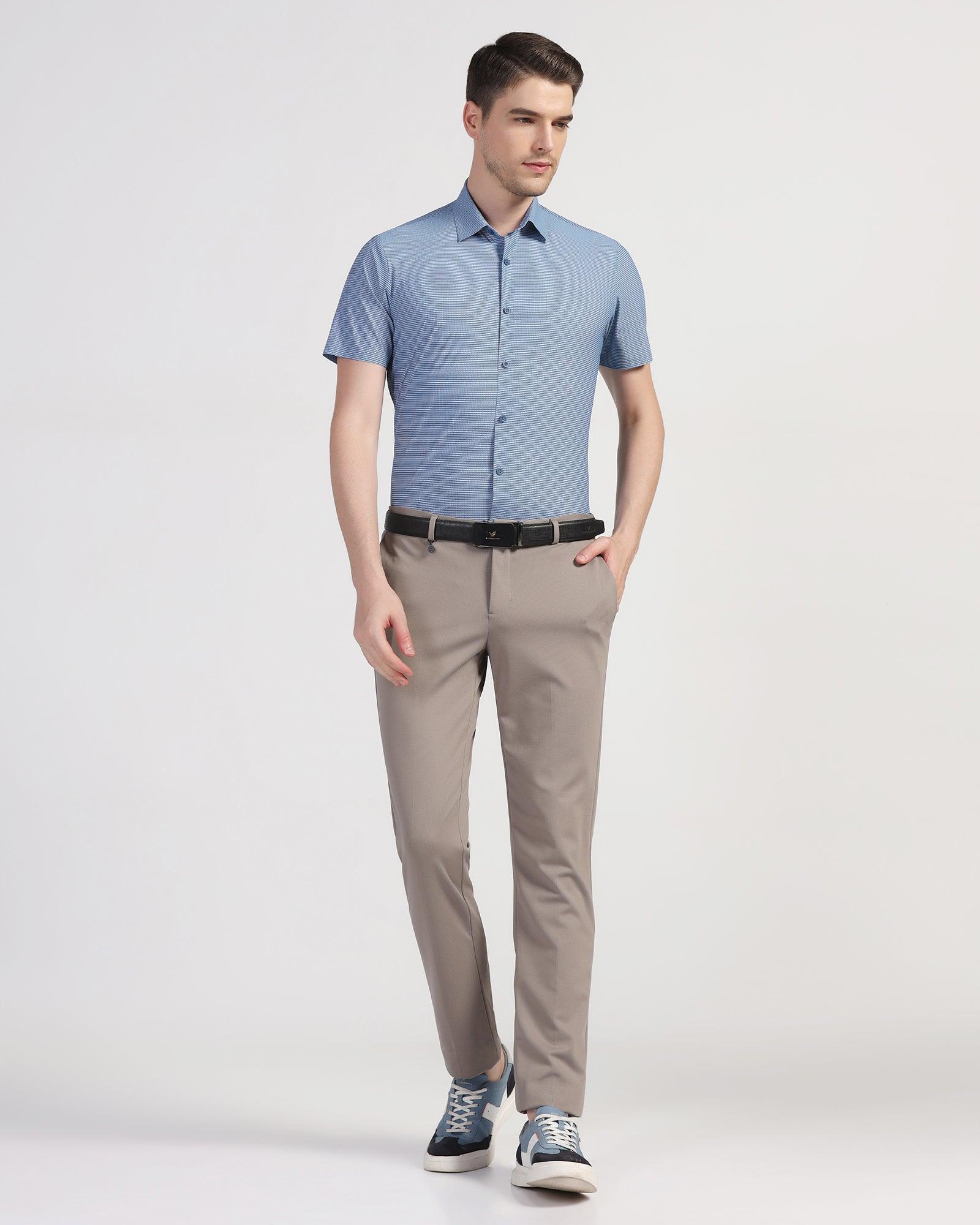TechPro Formal Half Sleeve Greyish Blue Printed Shirt - Joel