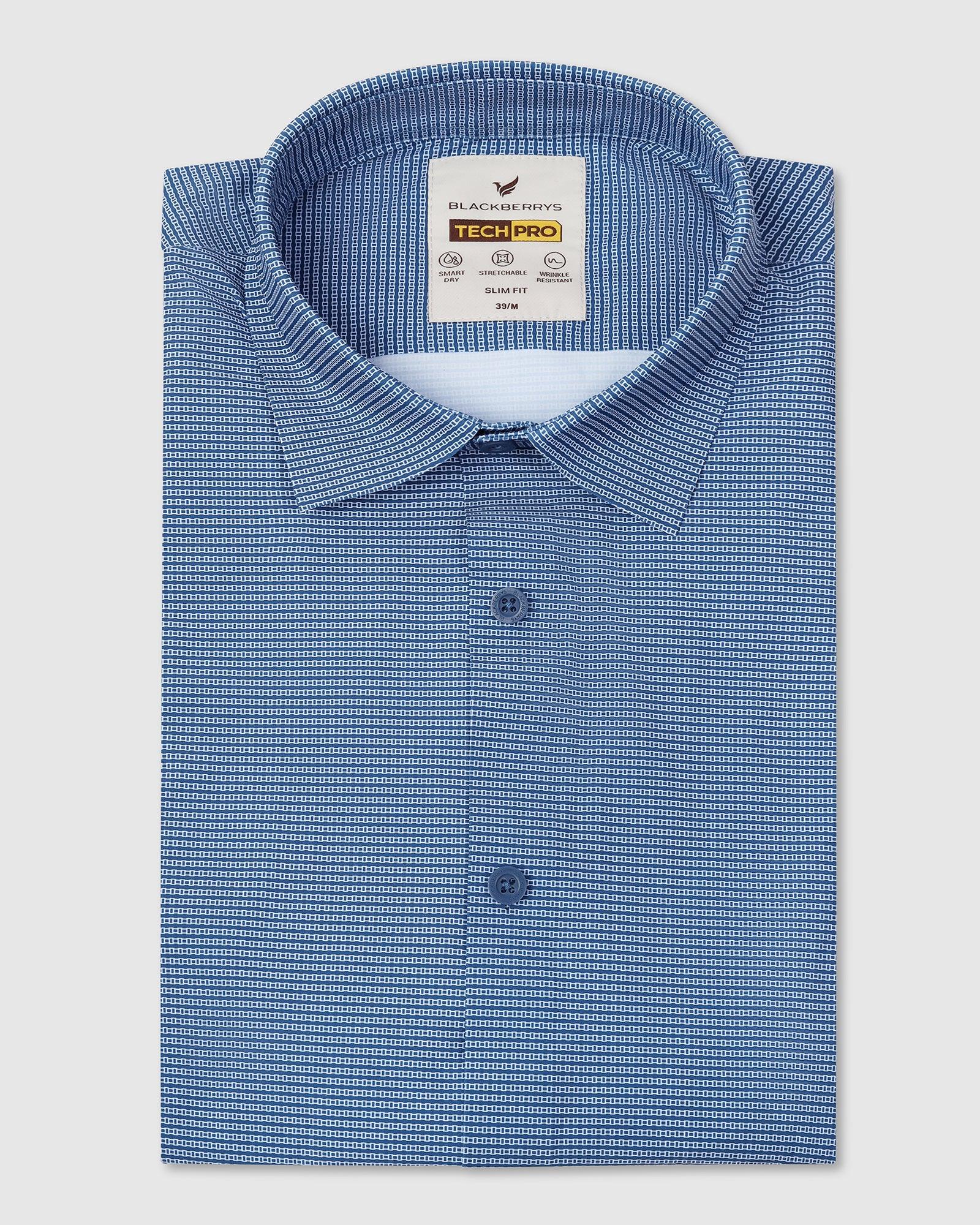 TechPro Formal Half Sleeve Greyish Blue Printed Shirt - Joel
