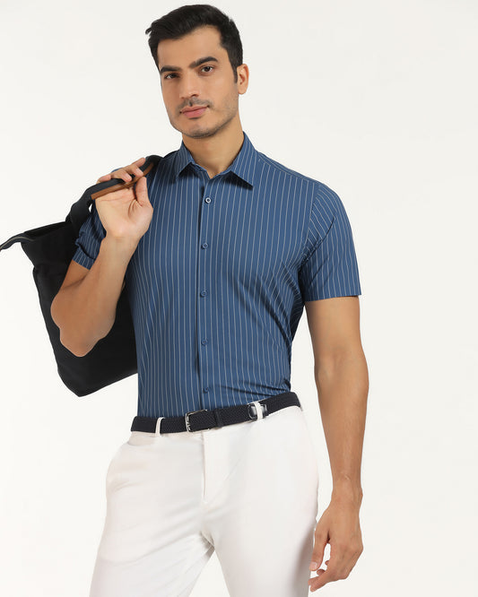 TechPro Formal Half Sleeve Blue Stripe Shirt - Dickins