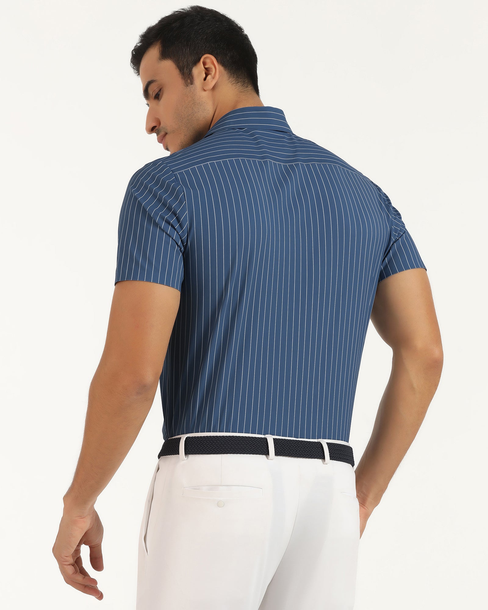 TechPro Formal Half Sleeve Blue Stripe Shirt - Dickins
