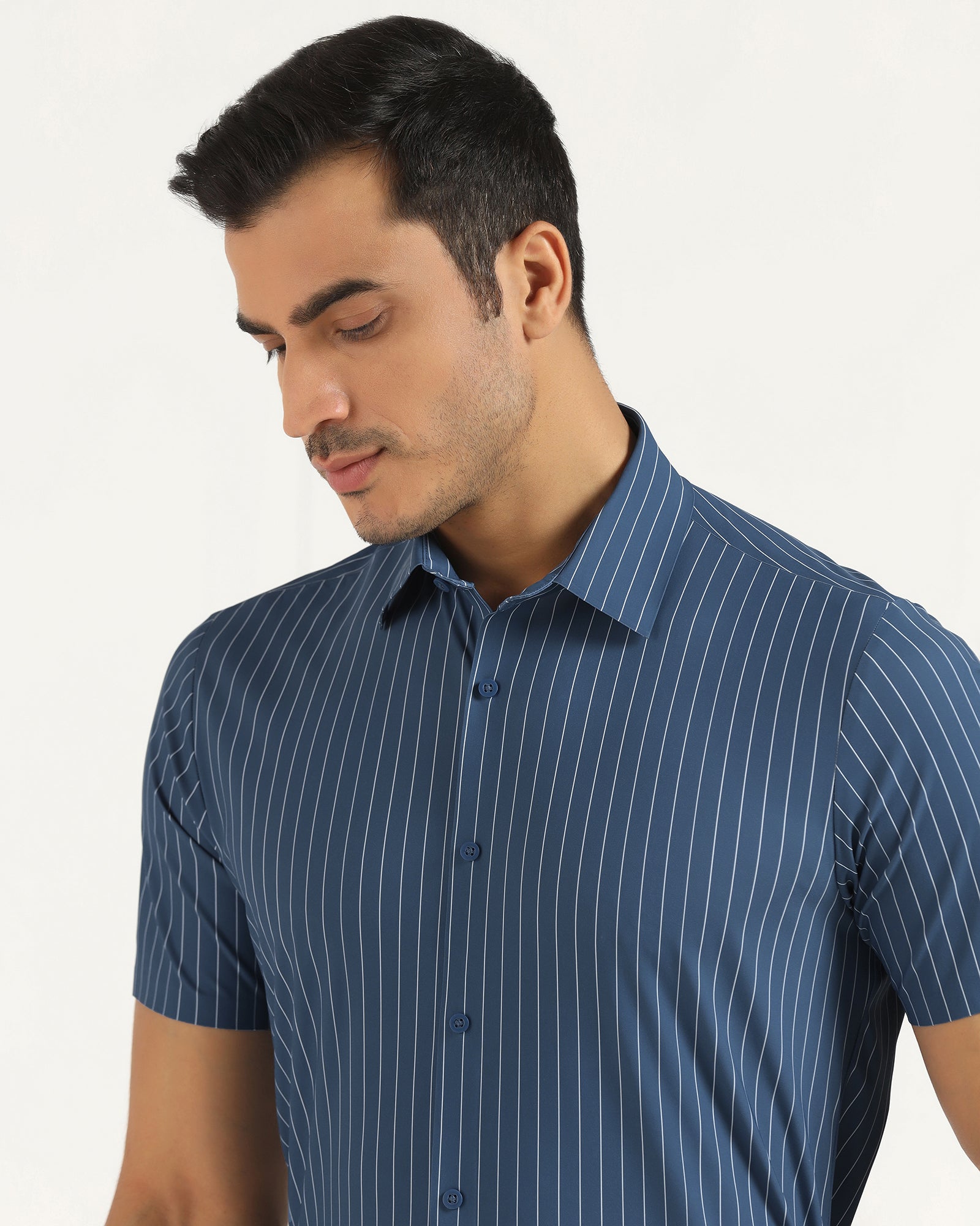 TechPro Formal Half Sleeve Blue Stripe Shirt - Dickins