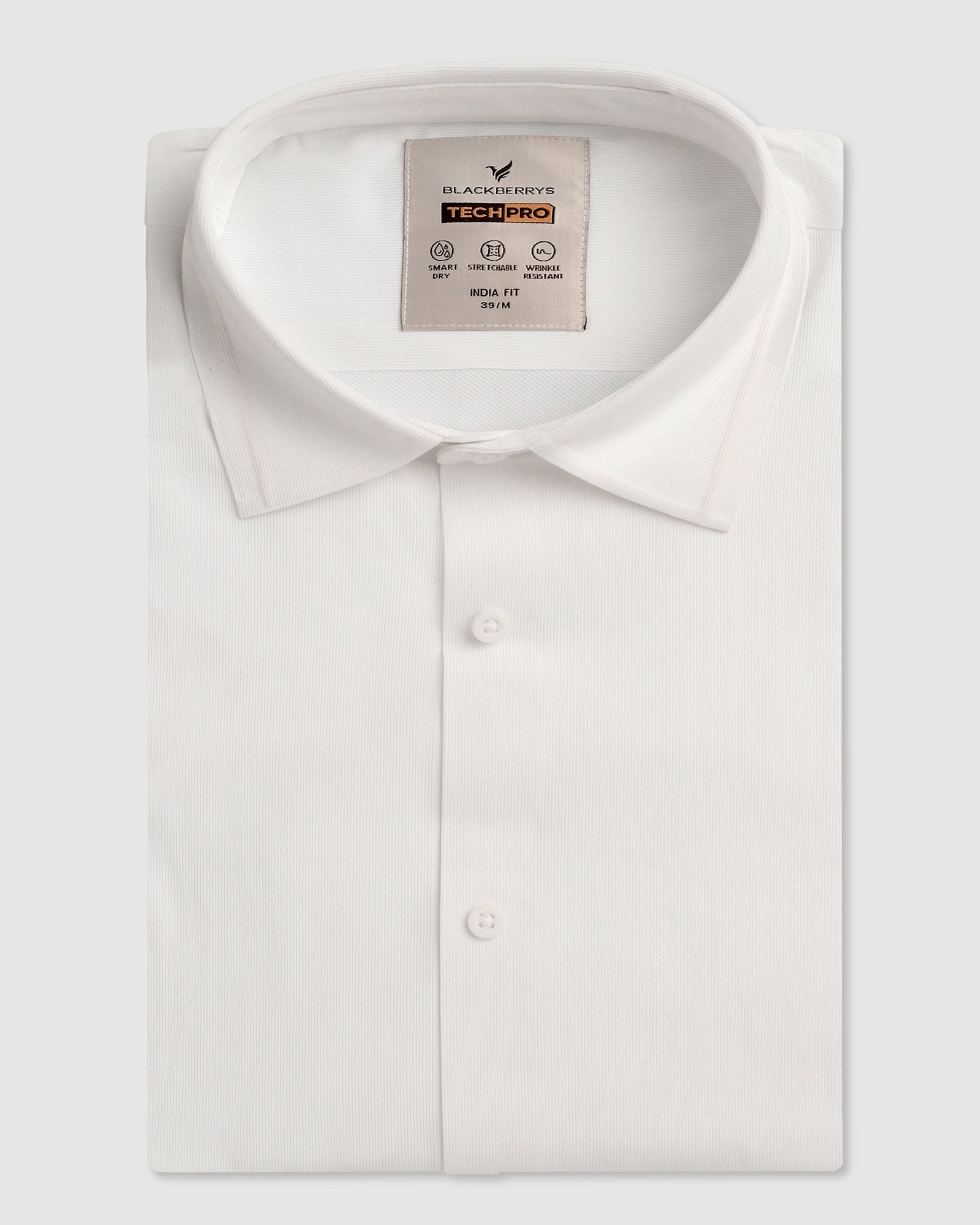 TechPro Formal Half Sleeve White Textured Shirt - Karabi