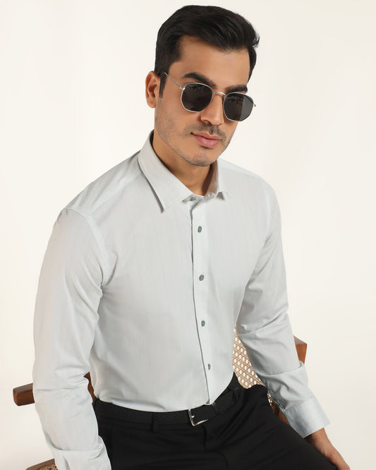 TechPro Formal Mint Stripe Shirt - Retro