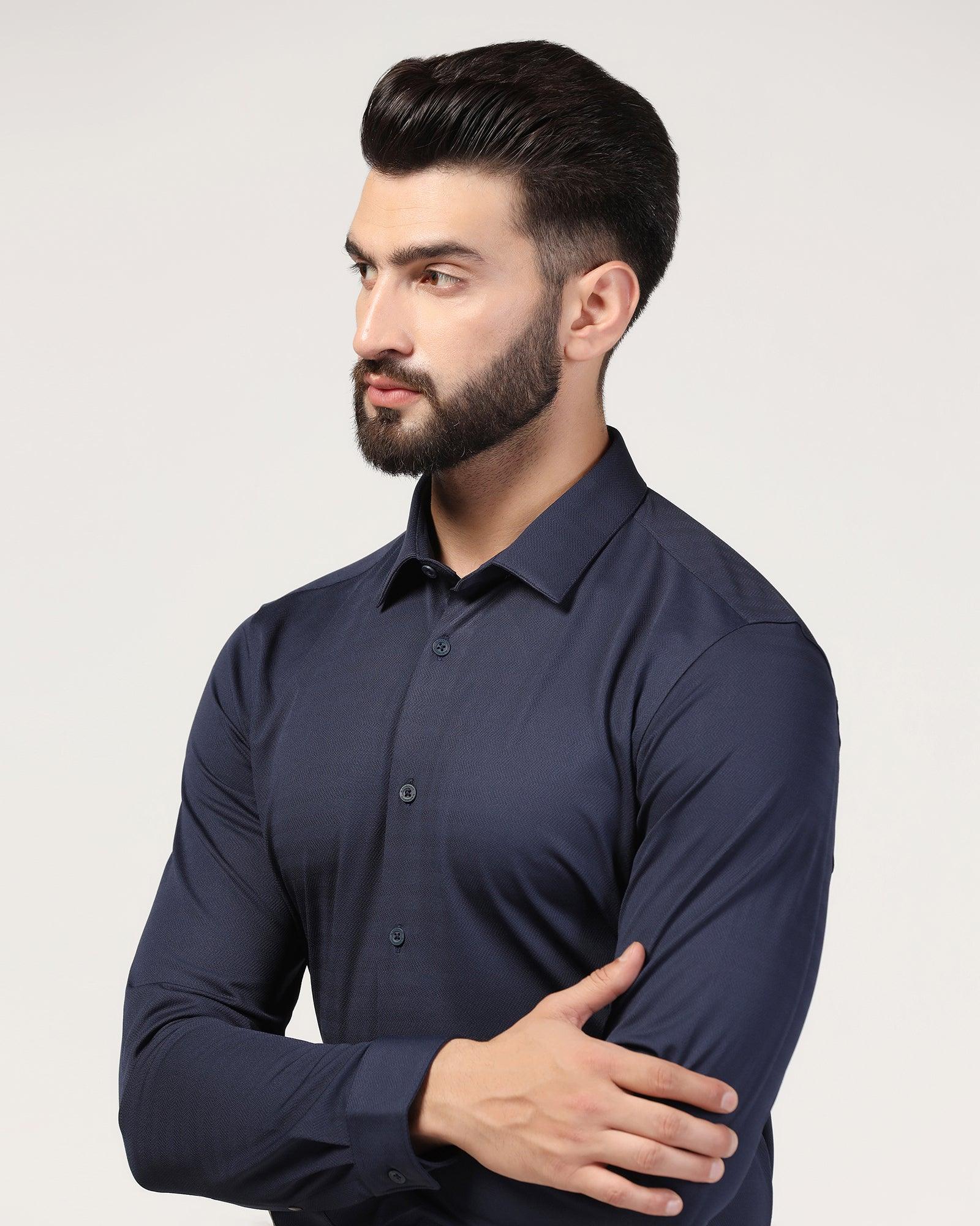 TechPro Formal Navy Stripe Shirt - Keish