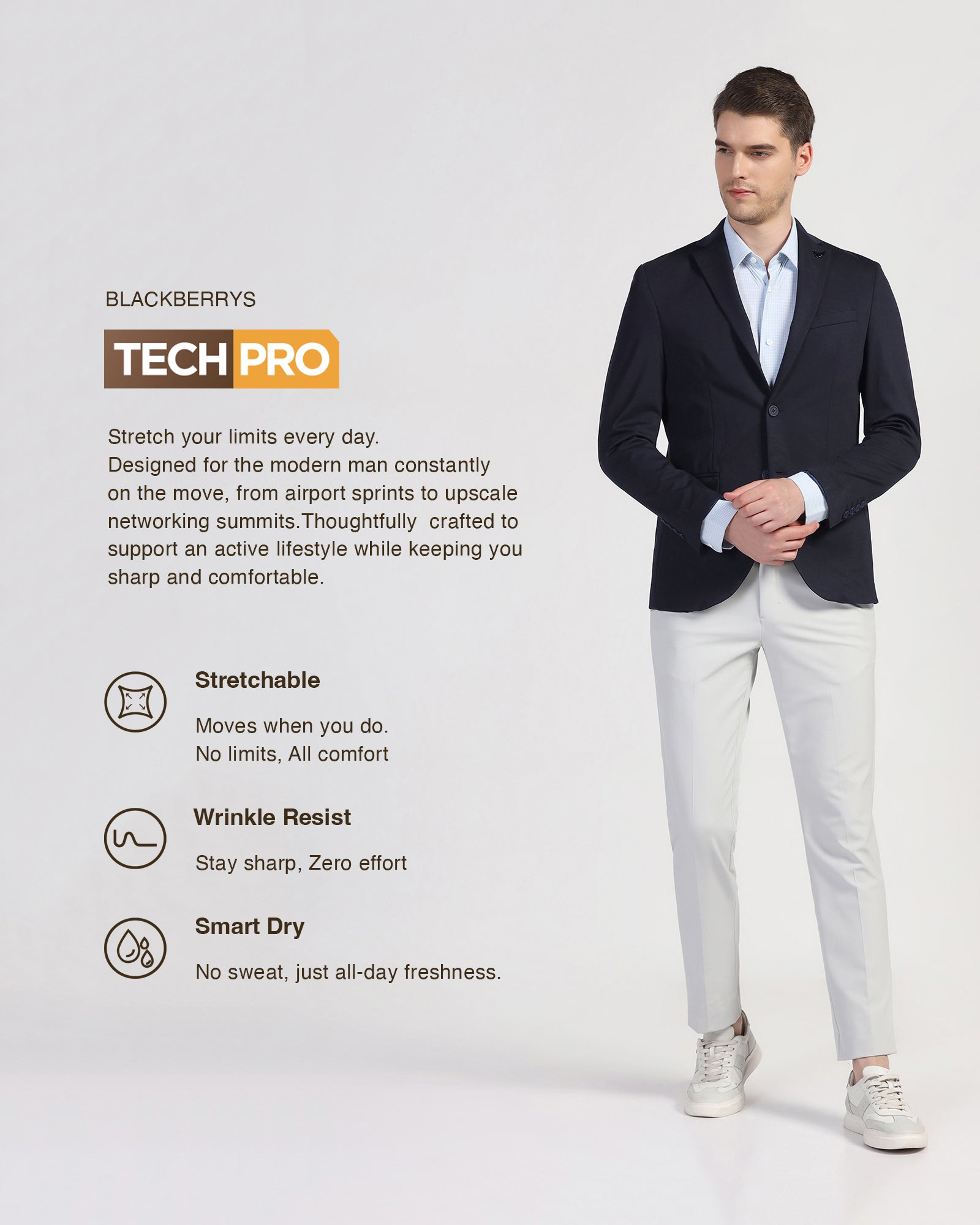 TechPro Formal Navy Textured Blazer - Maspar