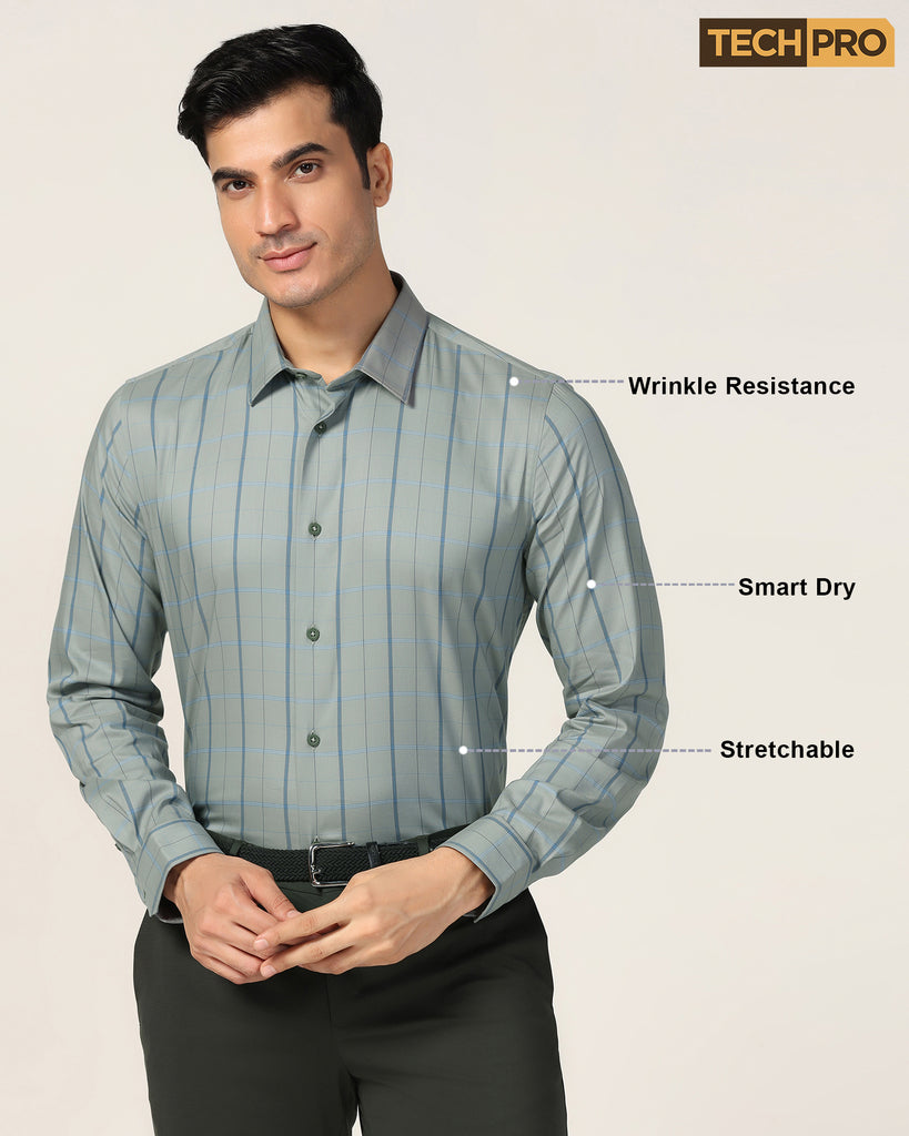 TechPro Formal Olive Check Shirt - Pulse